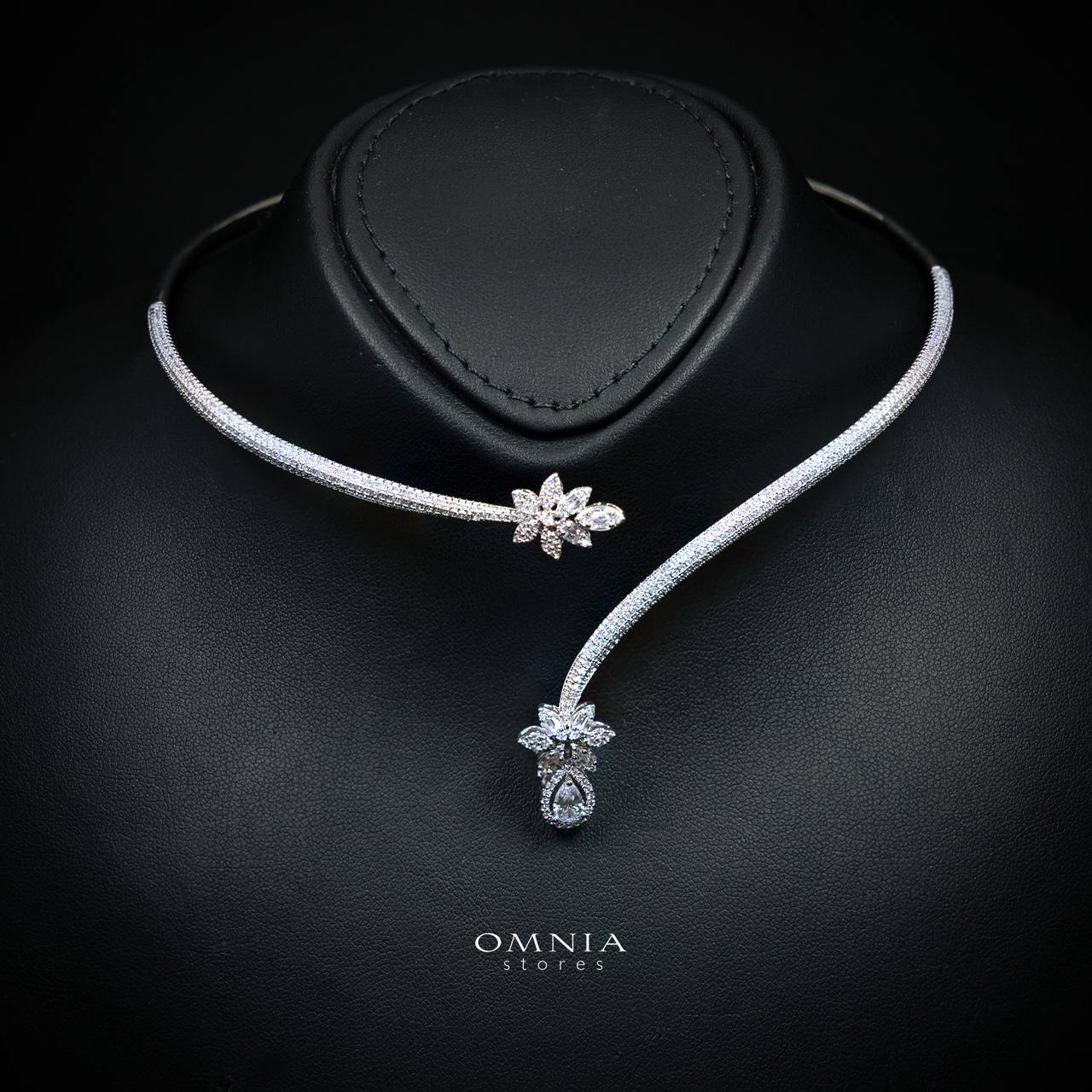 Marzena White Bridal Full Set with High-Quality Premium Simulated Diamonds – Rhodium-Plated