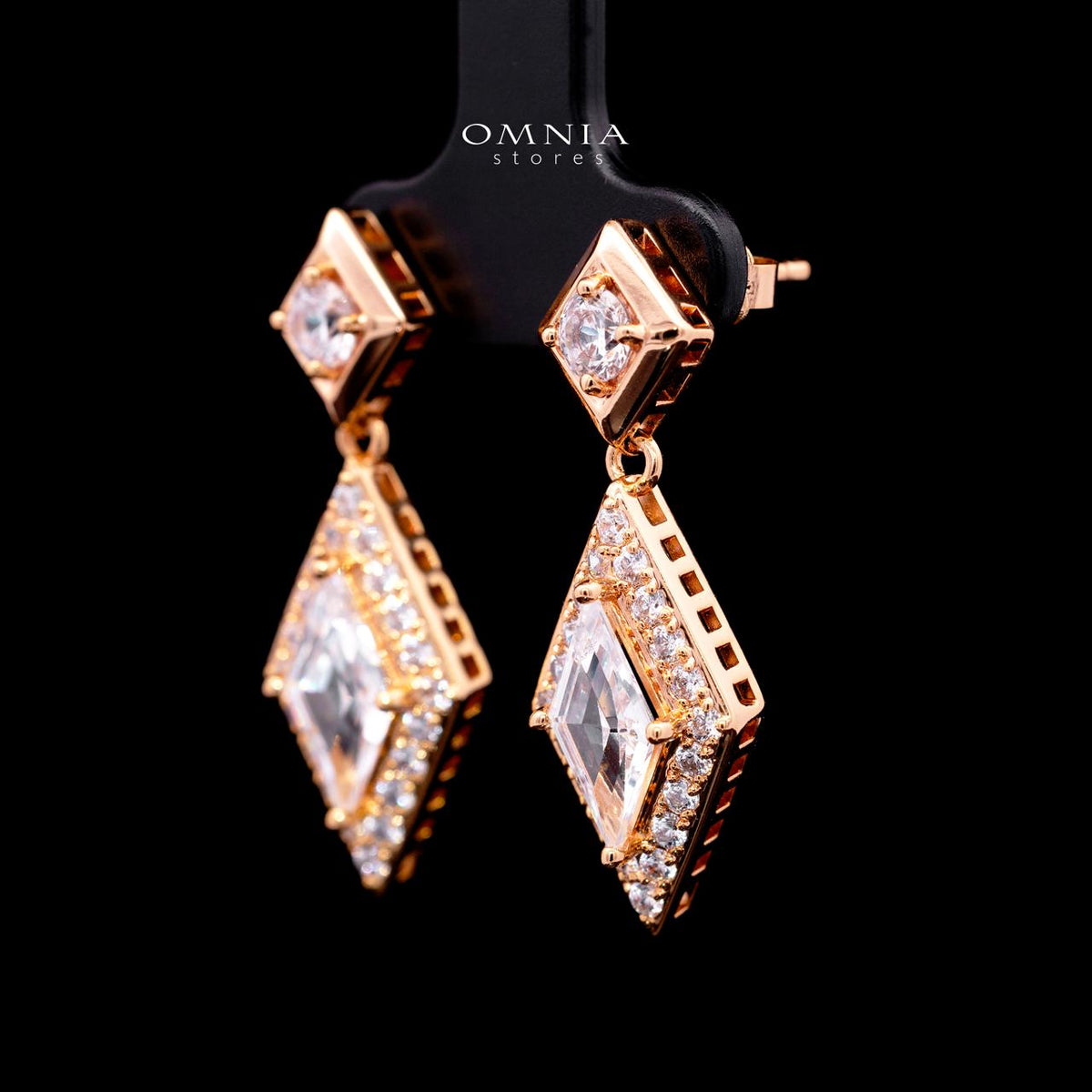Octavia Rose Gold Premium Rhodium-Plated Alloy Earring with High-Quality Simulated Diamonds