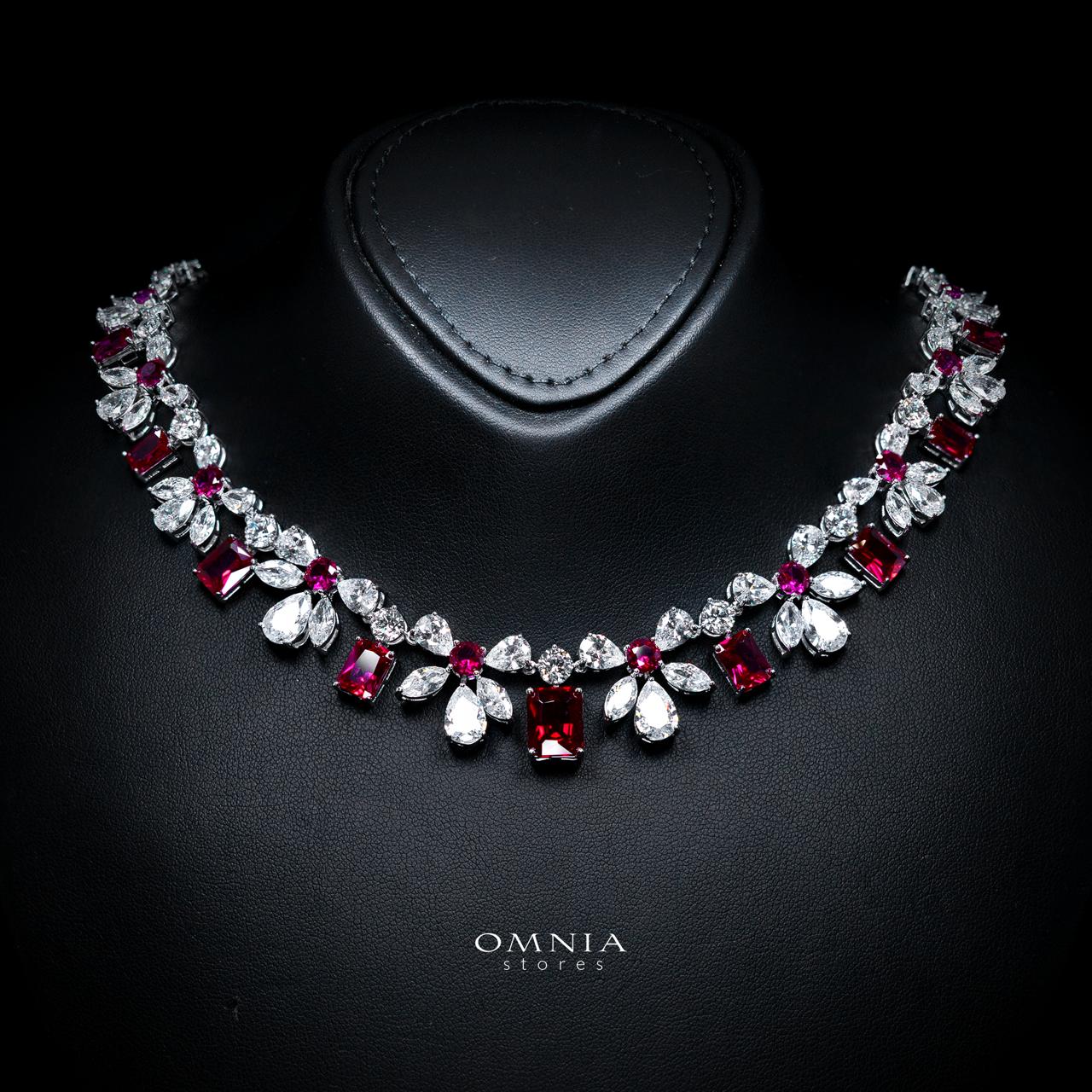 Rizza Ruby Red Luxury Bridal Full Set with High-Quality Simulated Diamonds – Rhodium Plated