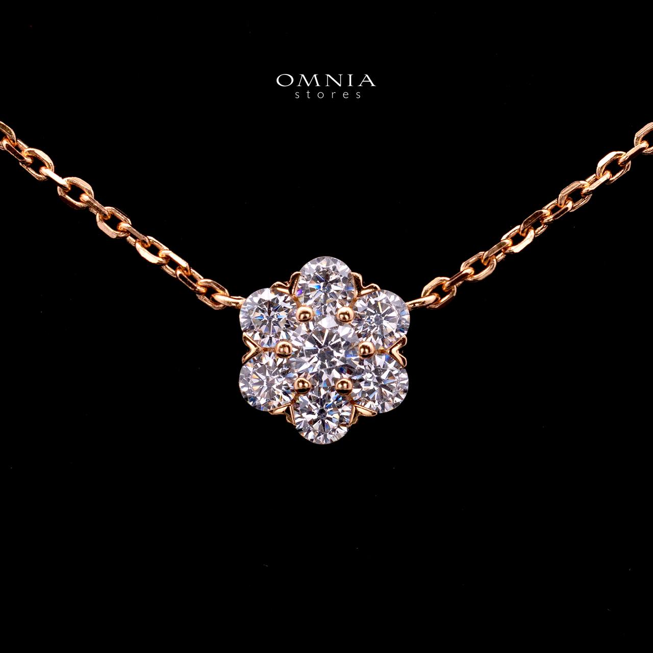 Elsie Rose Gold Floral Necklace with Certified Premium Simulated Diamonds in 925 Sterling Silver