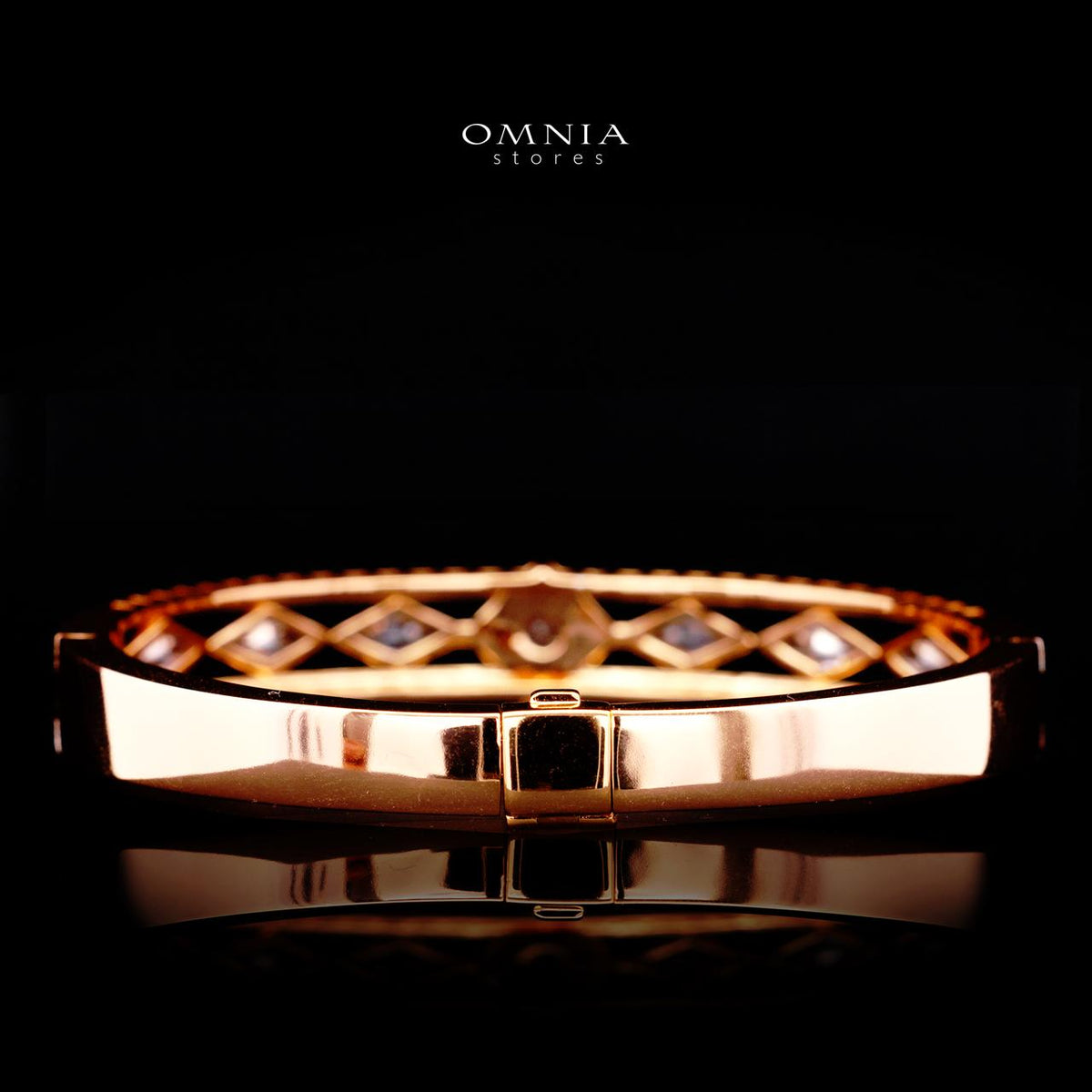 Octavia Rose Gold Premium Rhodium-Plated Alloy Bangle with High-Quality Simulated Diamonds