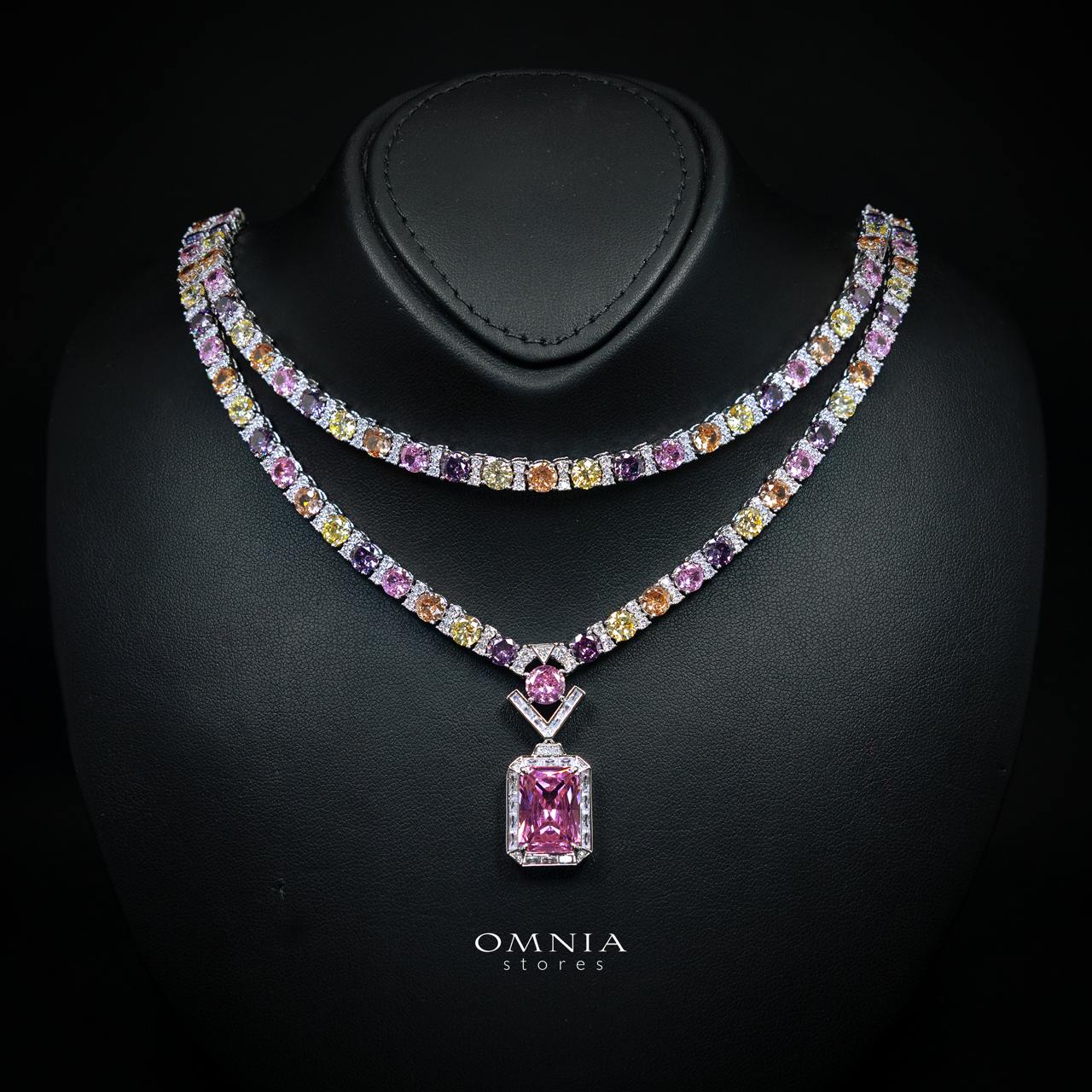 Rahmira Multicolor Luxury Bridal Full Jewelry Set with High-Quality Premium Simulated Diamonds – Rhodium-Plated