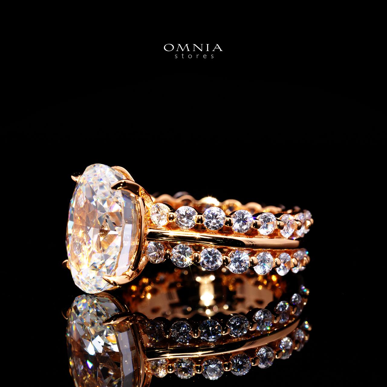 Carlotta Gold Ring with Certificate | High-Quality Premium Simulated Diamonds in 925 Sterling Silver