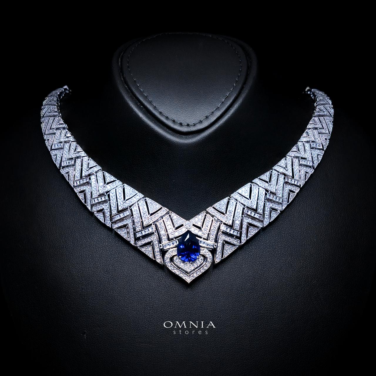 Daryan Blue Luxury Bridal Full Set with High-Quality Simulated Diamonds – Rhodium Plated