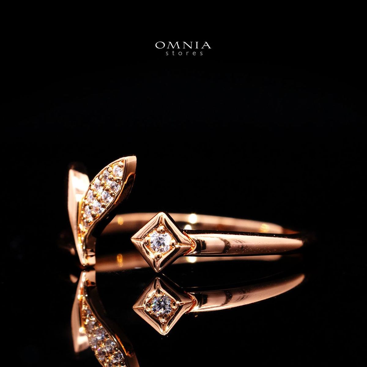 Carla Rose Gold Premium Rhodium-Plated Alloy Ring with High-Quality Simulated Diamonds