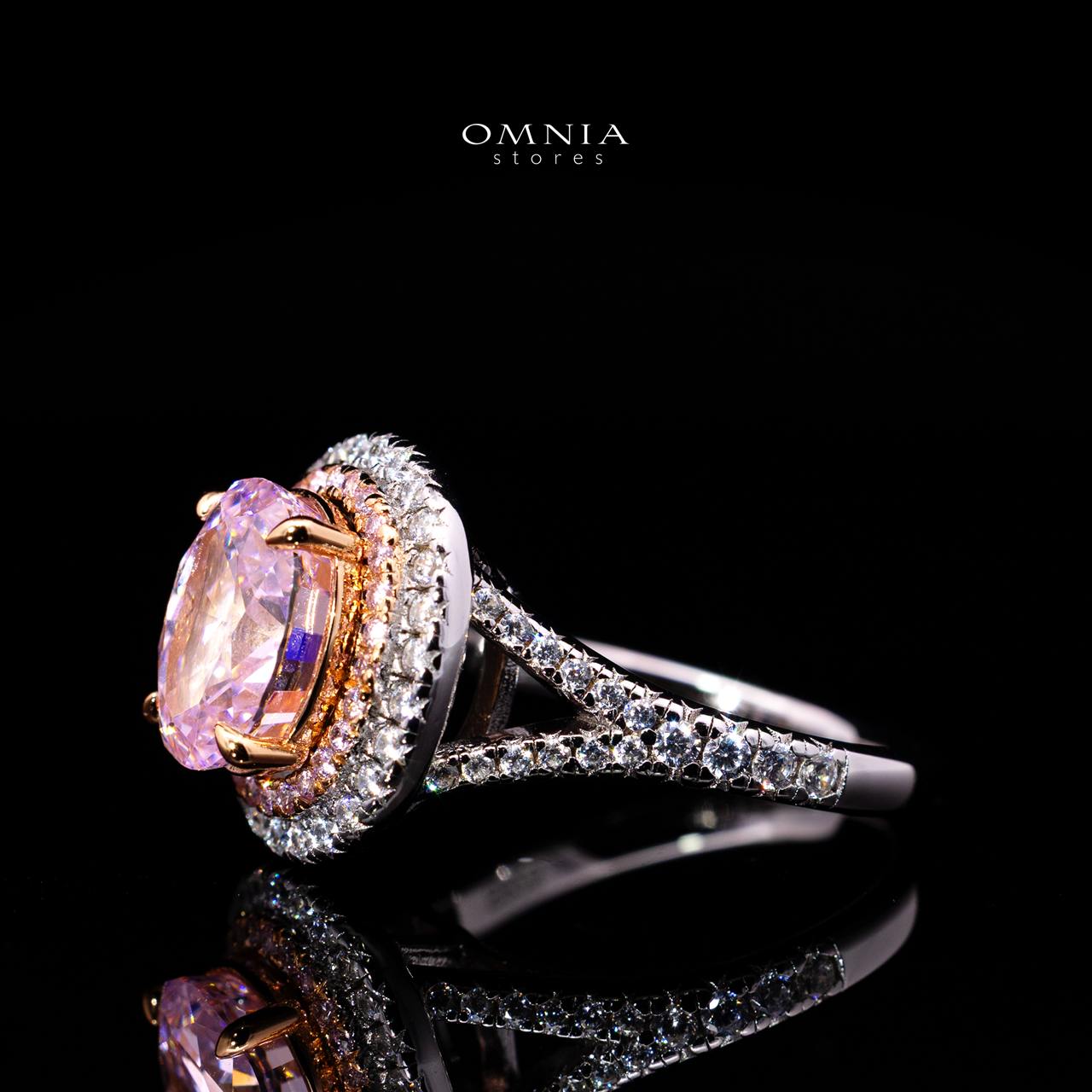 Annie Pink Ring with Certified Premium Simulated Diamonds in 925 Sterling Silver