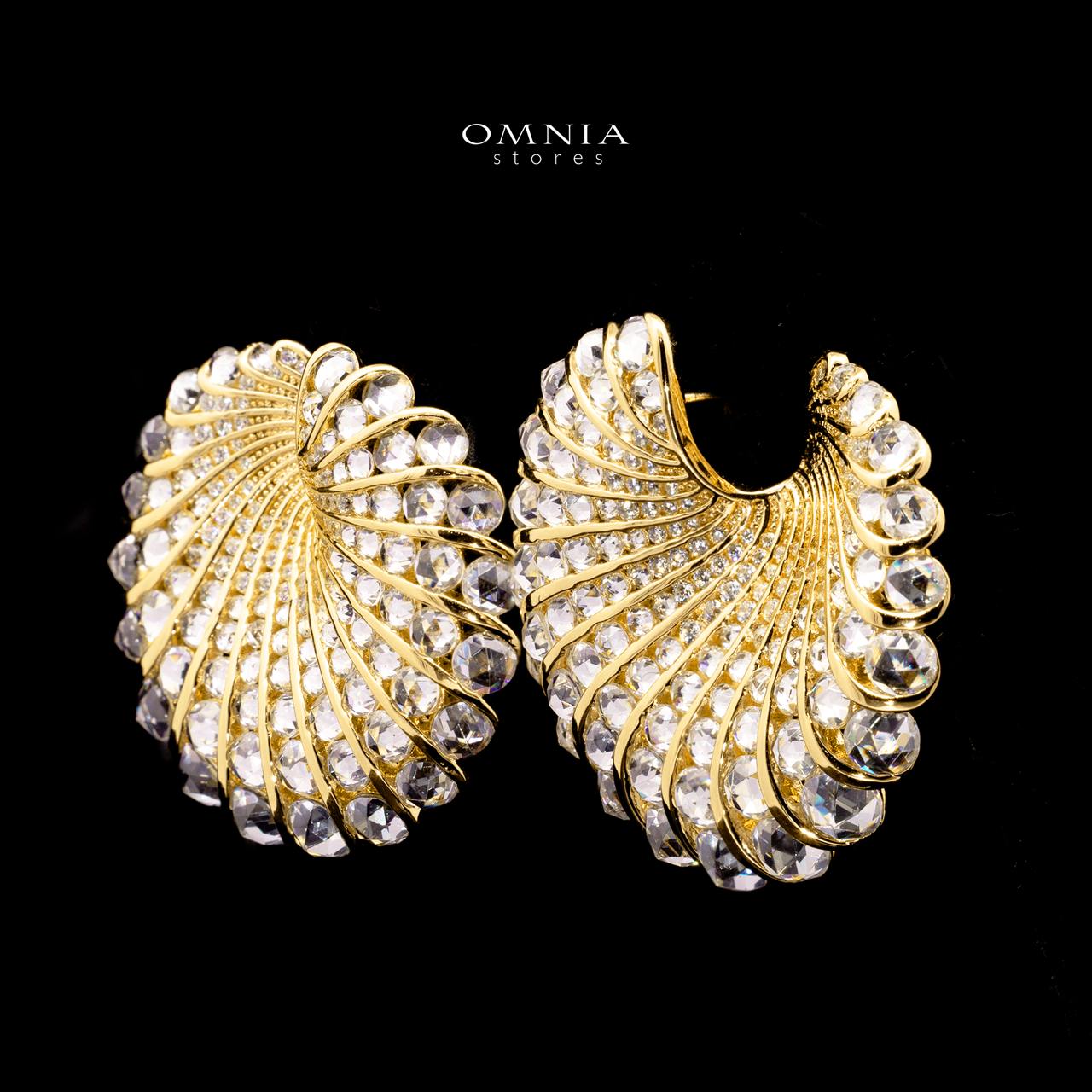 Maria Gold Premium Rhodium-Plated Alloy Earrings with High-Quality Simulated Diamonds