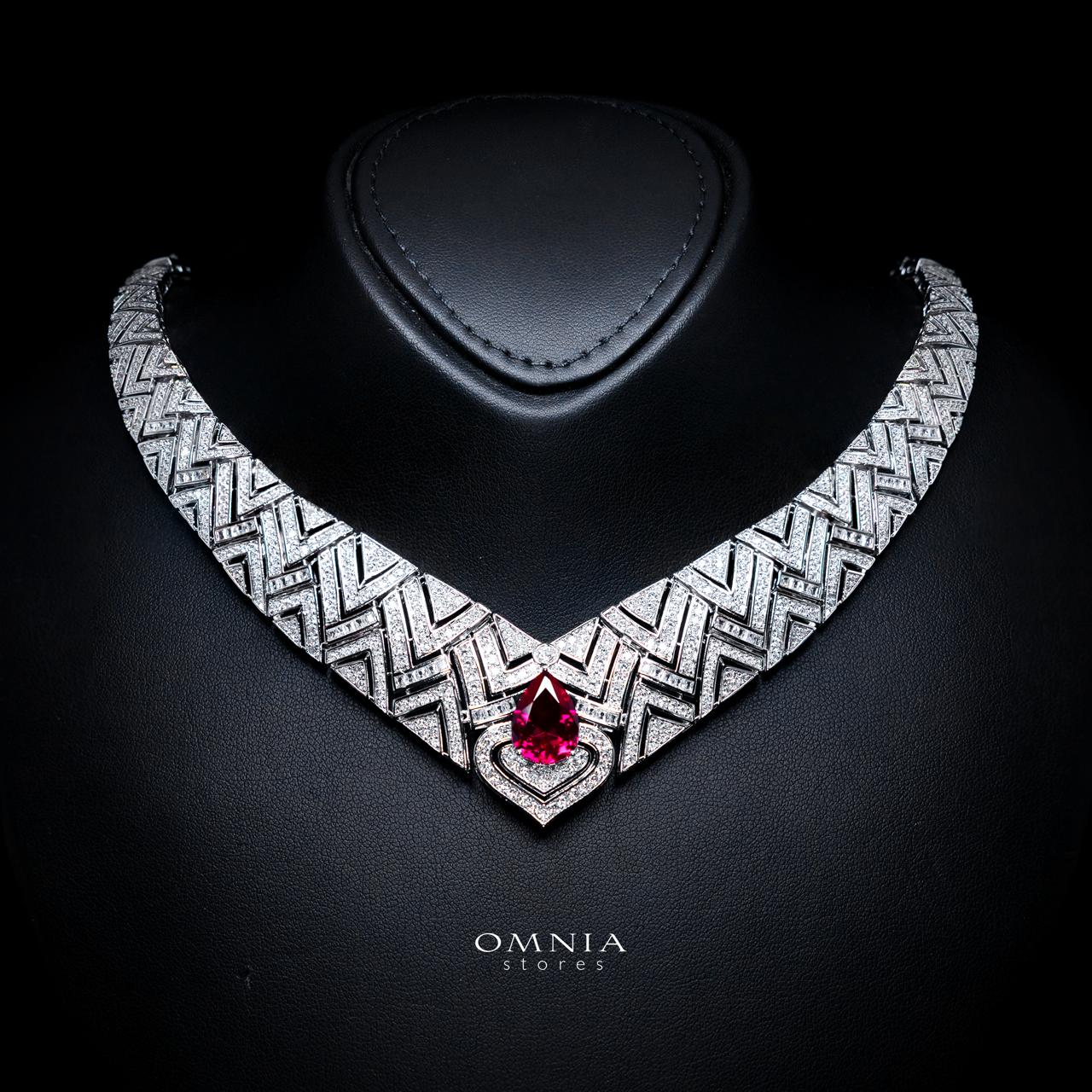 Daryan Red Luxury Bridal Full Set with High-Quality Simulated Diamonds – Rhodium Plated