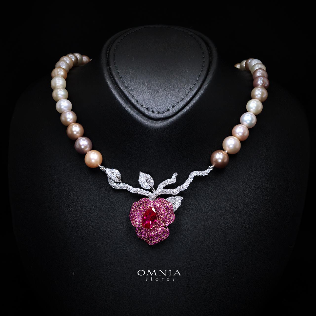 Omnia Masa Fresh Real Water Pearl Set in 92.5 Silver High Quality Simulated diamonds