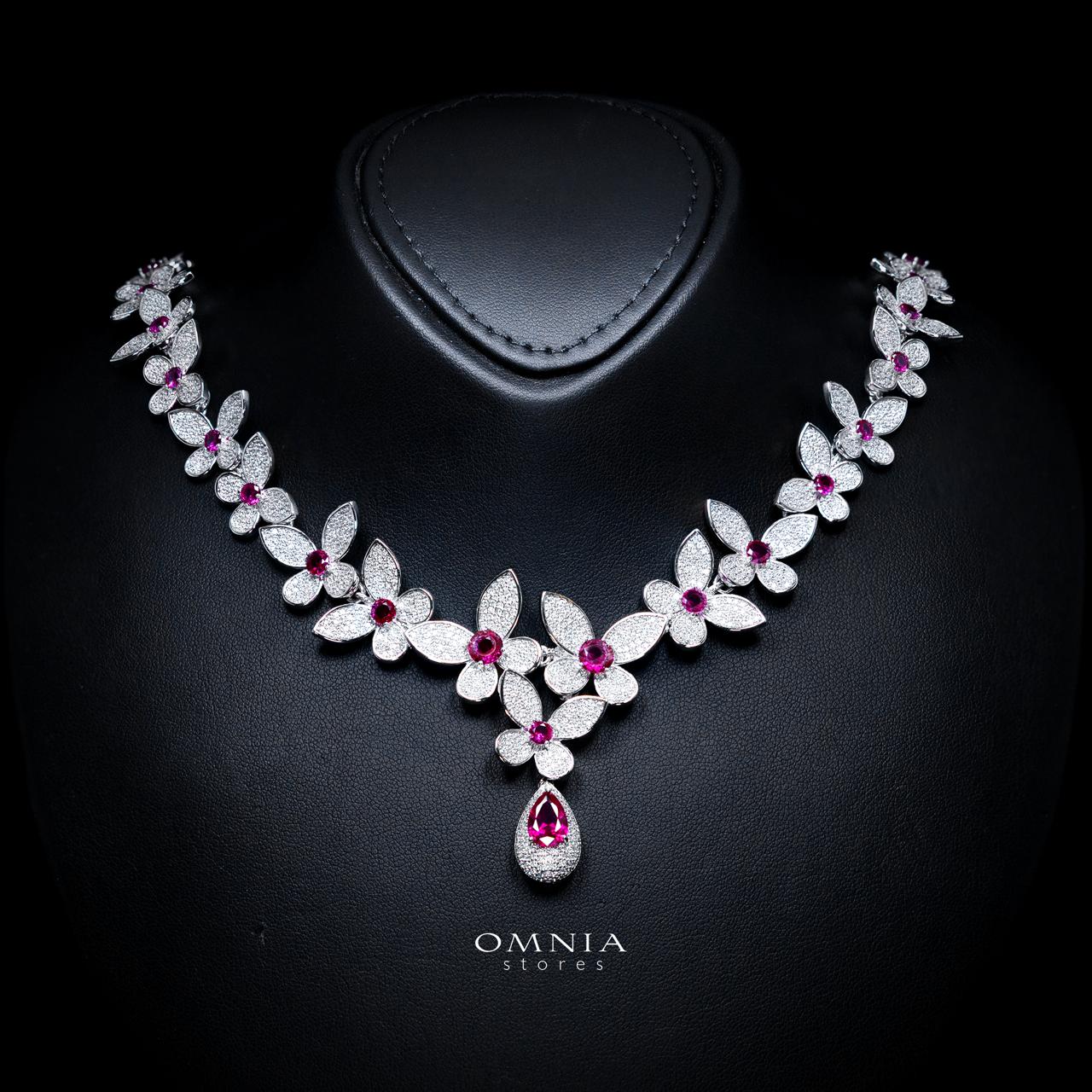 Xaila Ruby Red Luxury Bridal Full Set with High-Quality Simulated Diamonds – Rhodium Plated
