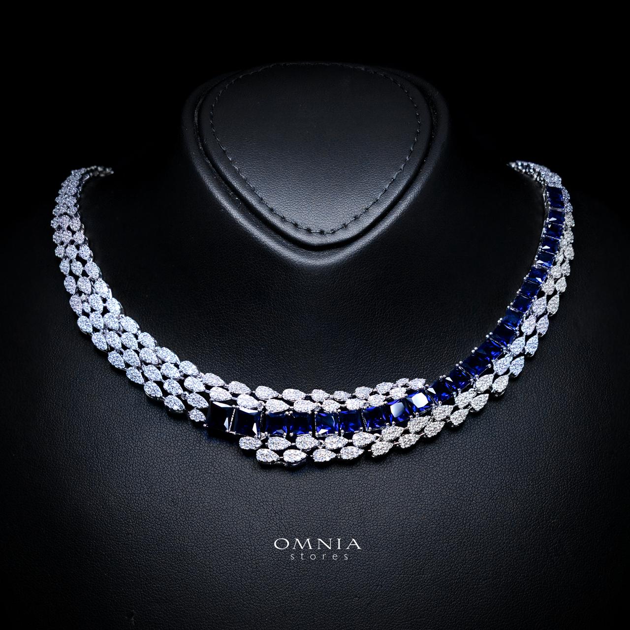 Trinity Blue Luxury Bridal Full Set with High-Quality Simulated Diamonds – Rhodium Plated