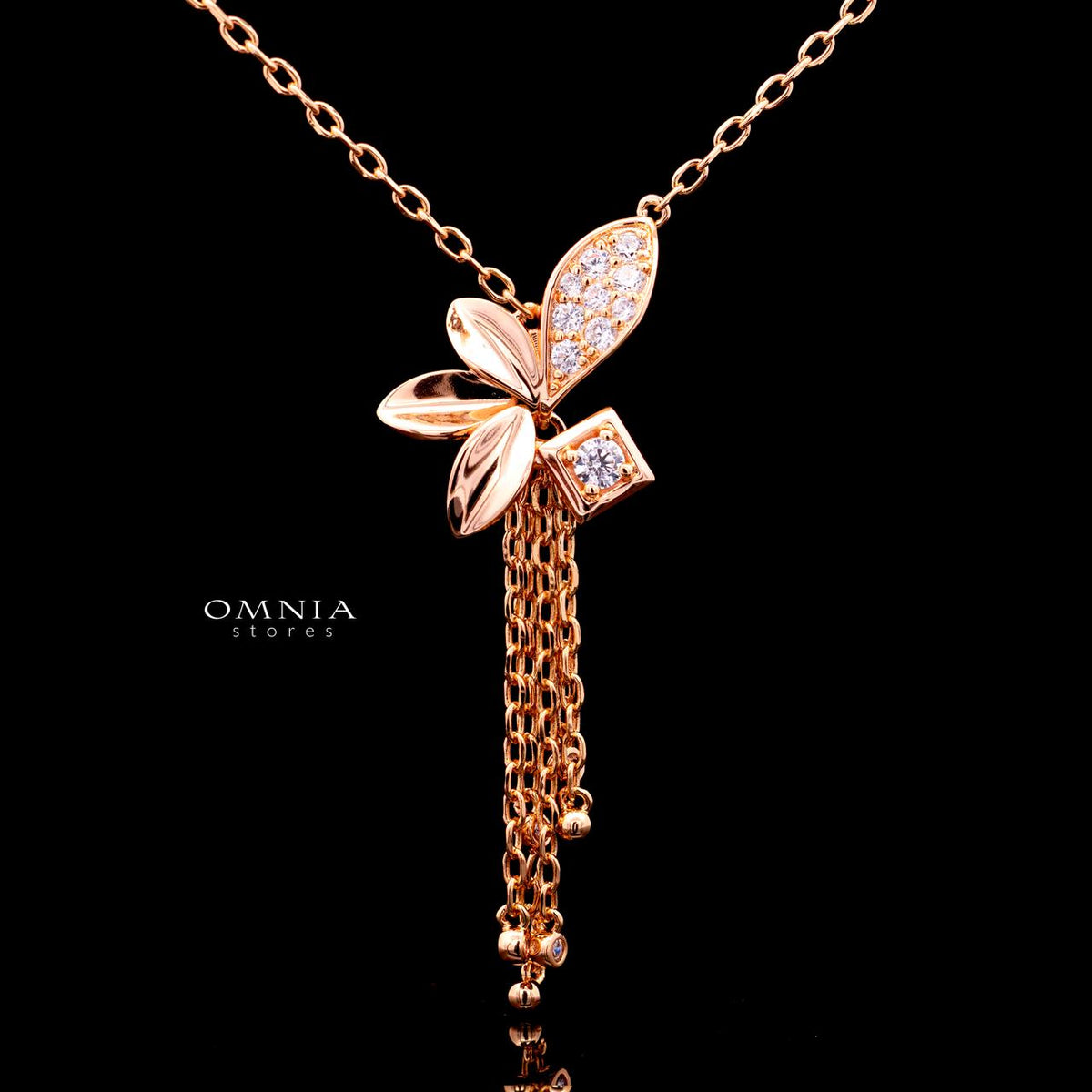 Althea Rose Gold Premium Rhodium-Plated Alloy Necklace with High-Quality Simulated Diamonds