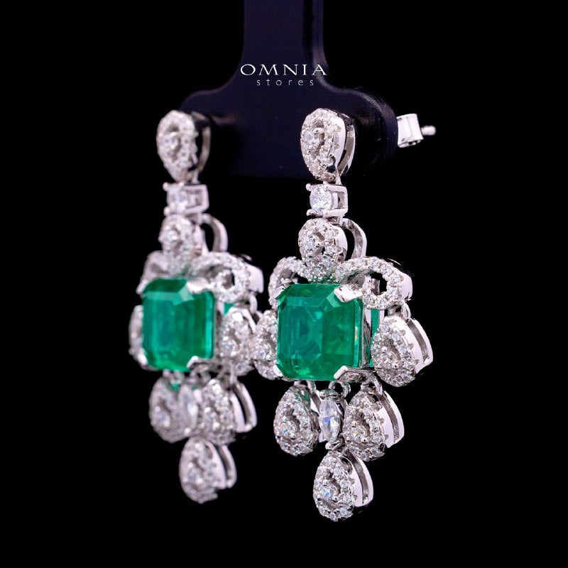 Astella Green Earrings with Certified High-Quality Premium Simulated Diamonds in 925 Sterling Silver