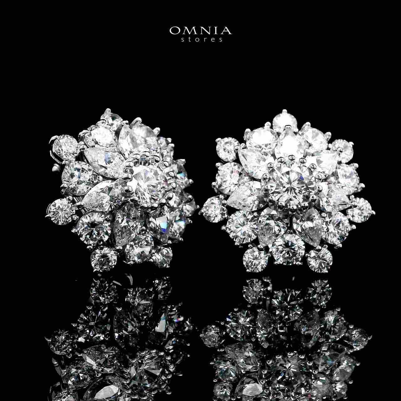 Melika White Floral Design Clip Earrings In 925 Silver High Quality Certified Lab Crafted Stones