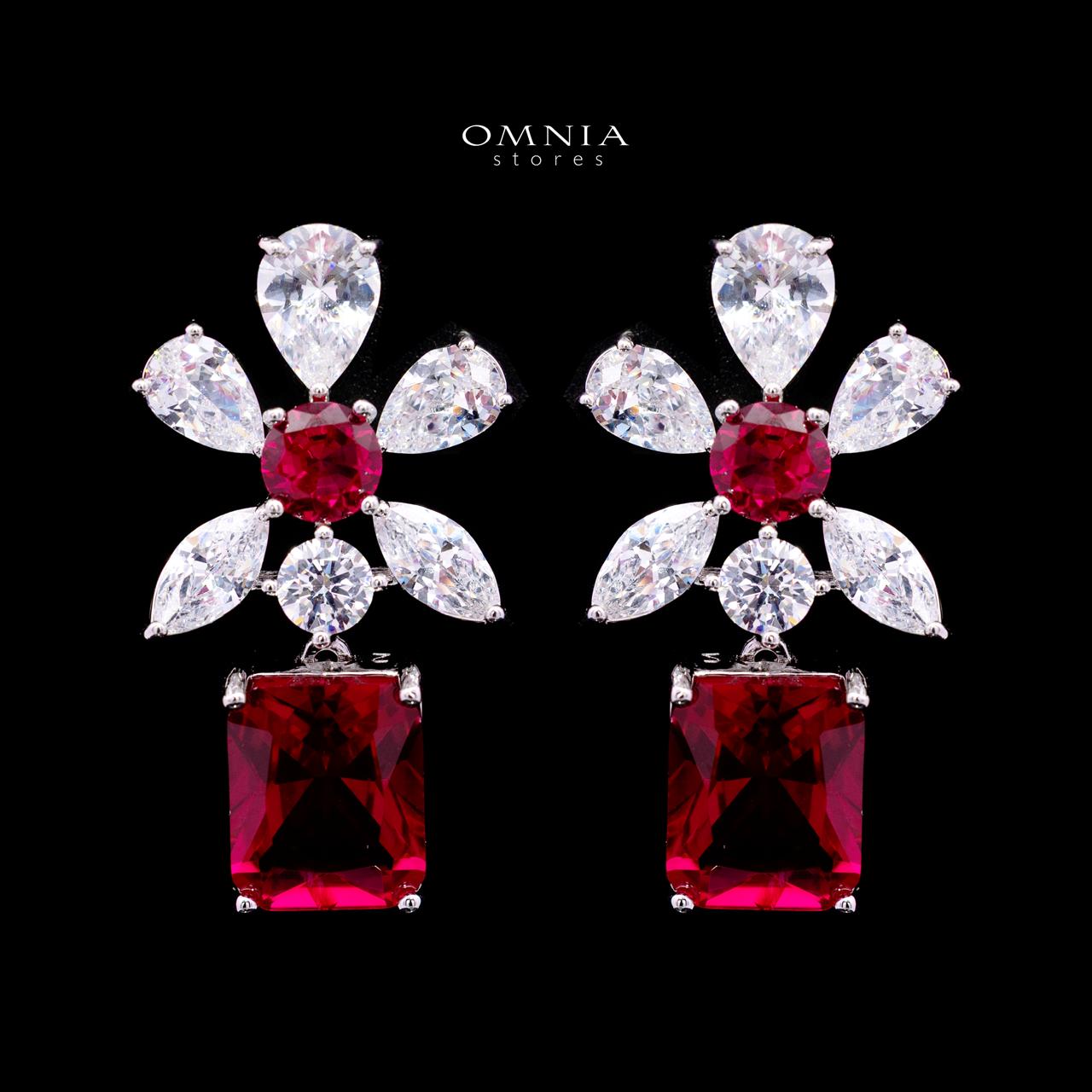 Rizza Ruby Red Luxury Bridal Full Set with High-Quality Simulated Diamonds – Rhodium Plated
