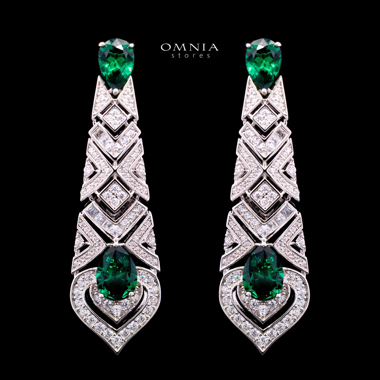 Daryan Green Luxury Bridal Full Set with High-Quality Simulated Diamonds – Rhodium Plated