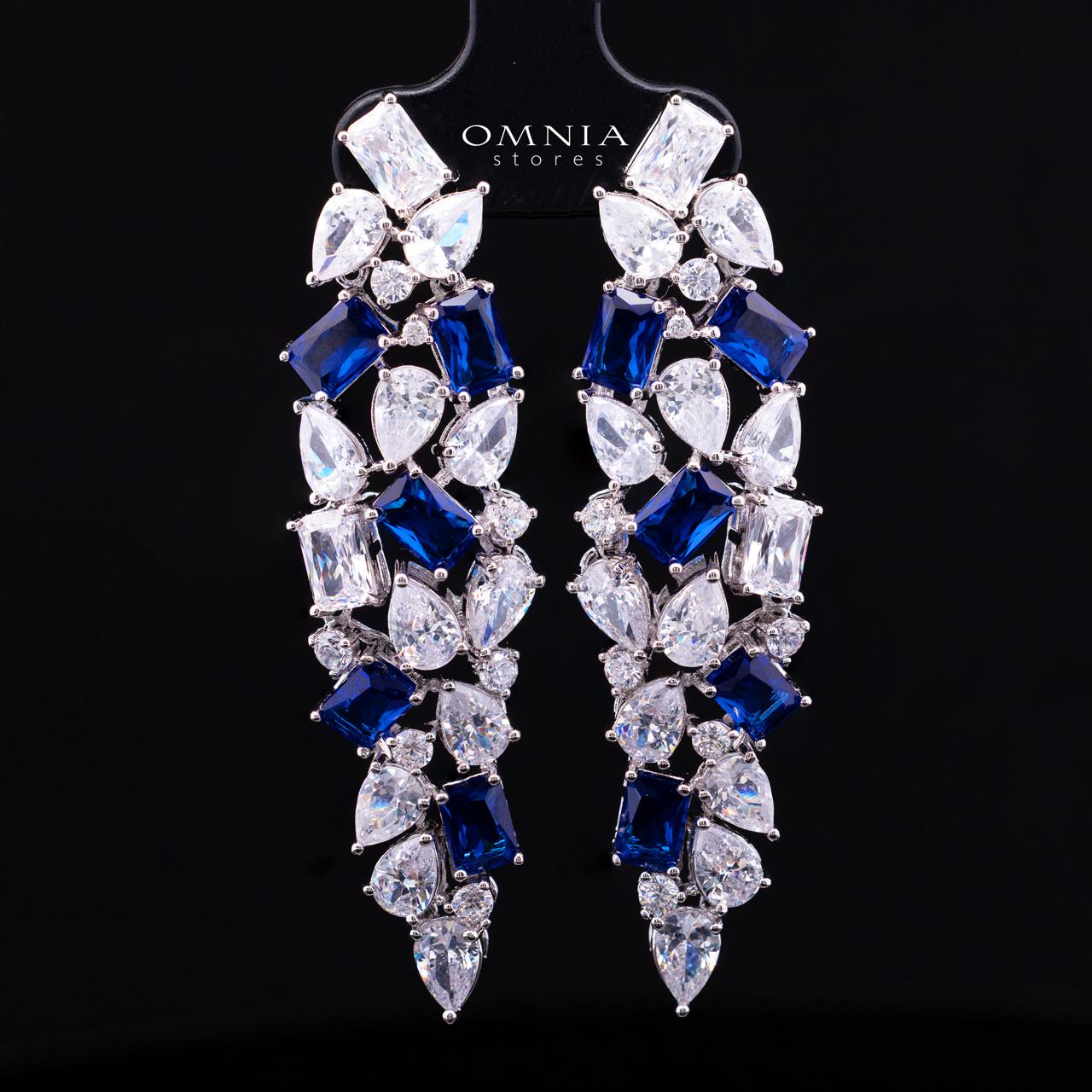 Omnia Anastasia Blue Luxury Bridal Full Set in High Quality Zircon Stone in Rhodium Plated