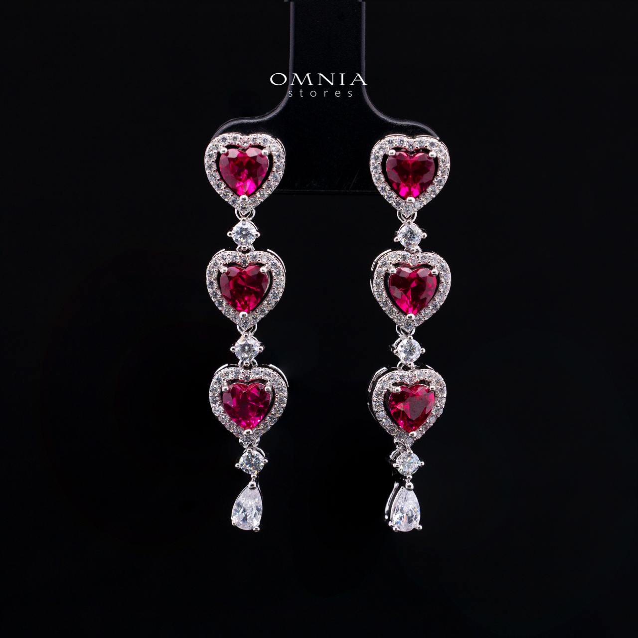 Talina Ruby Red Luxury Bridal Full Jewelry Set with High-Quality Premium Simulated Diamonds-Rhodium-Plated