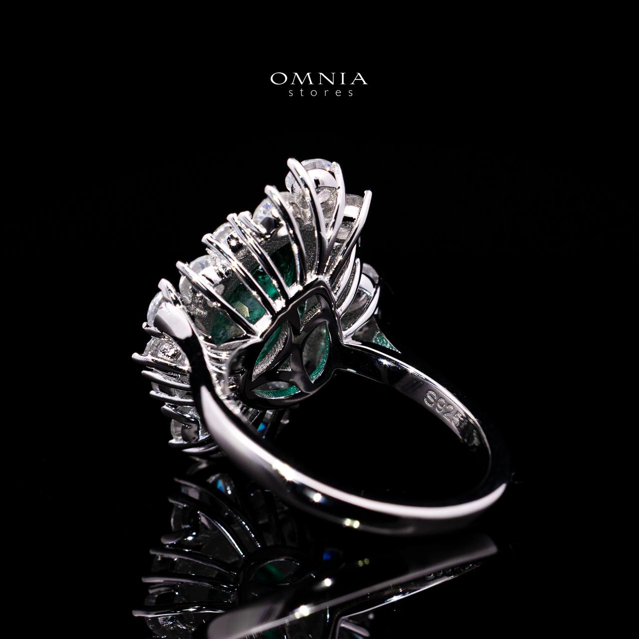 Destiny Green Ring with Certified Premium Simulated Diamonds in 925 Sterling Silver