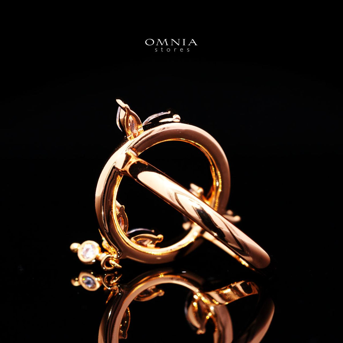 Stacey Rose Gold Premium Rhodium-Plated Alloy Ring with High-Quality Simulated Diamonds