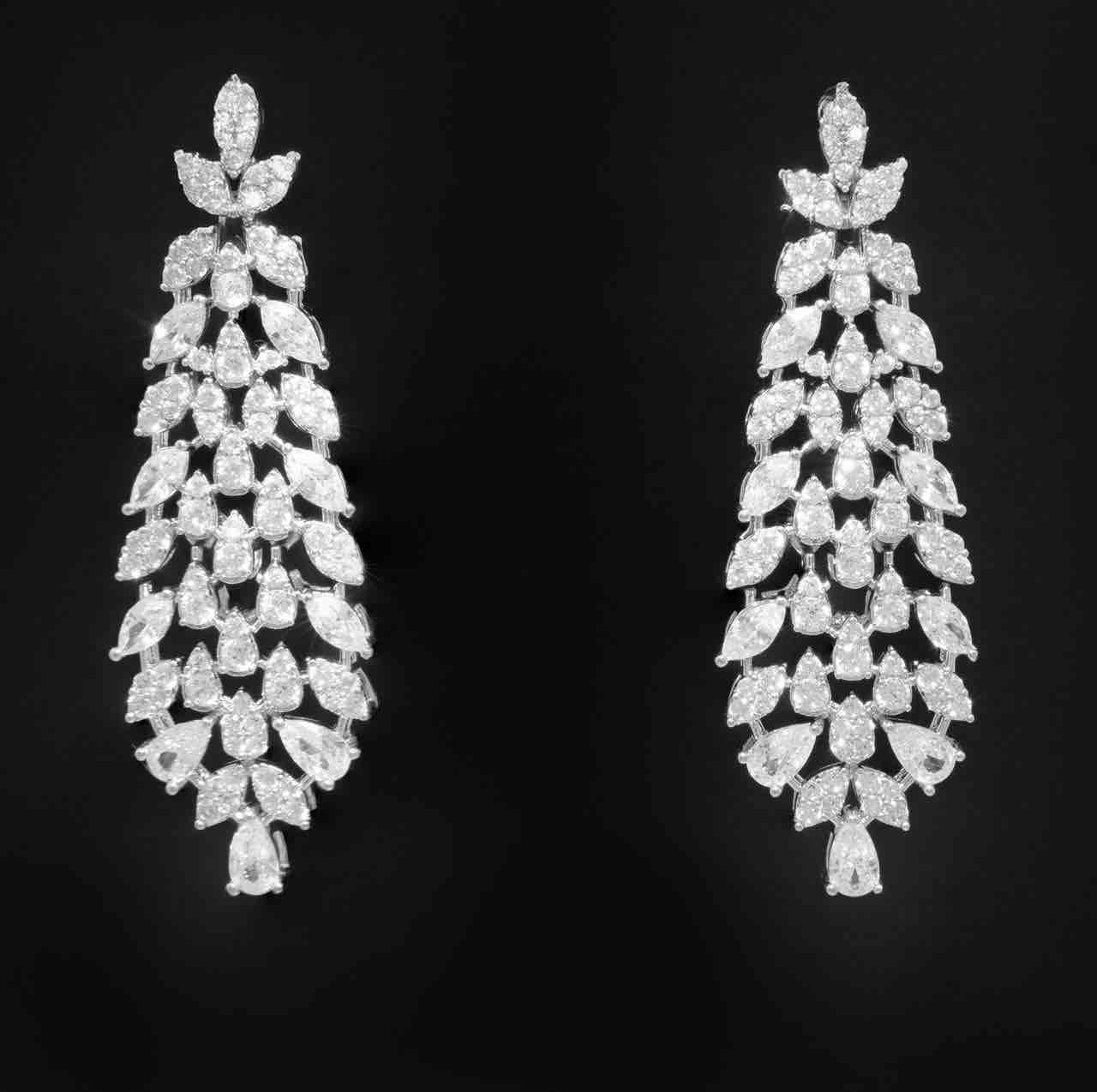 Omnia Nazeera White Bridal Full Set in High Quality Zircon Stone Rhodium Plated