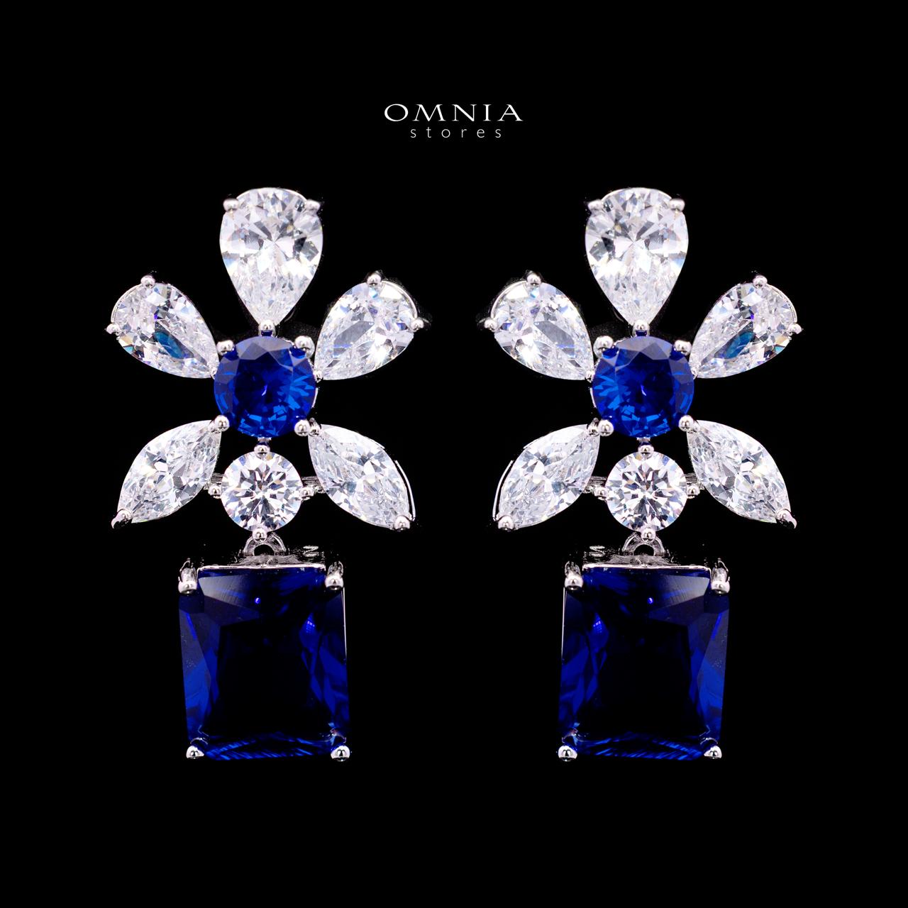 Rizza Blue Luxury Bridal Full Set with High-Quality Simulated Diamonds – Rhodium Plated