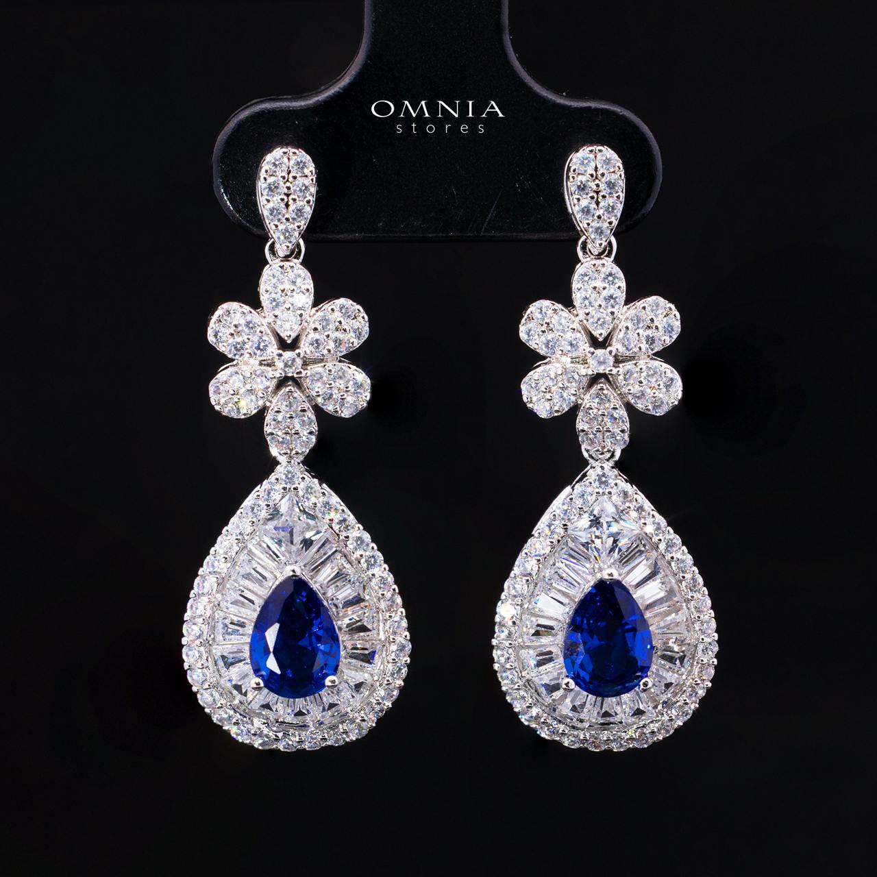 Valerie Blue Luxury Bridal Full Set in High-Quality Rhodium-Plated Finish with Premium Zircon Stones