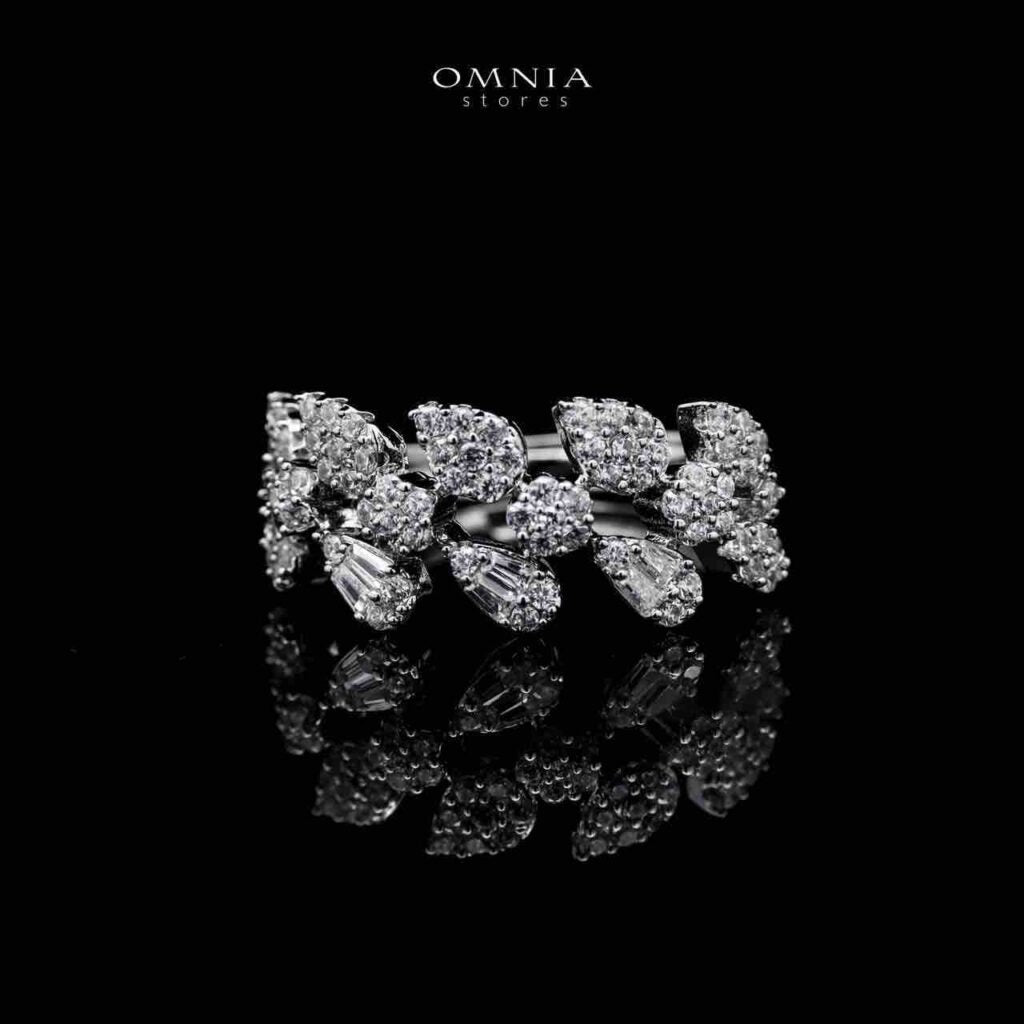 Omnia Amirat White Bridal Full Set in High Quality Zircon Stone in Rhodium Plated