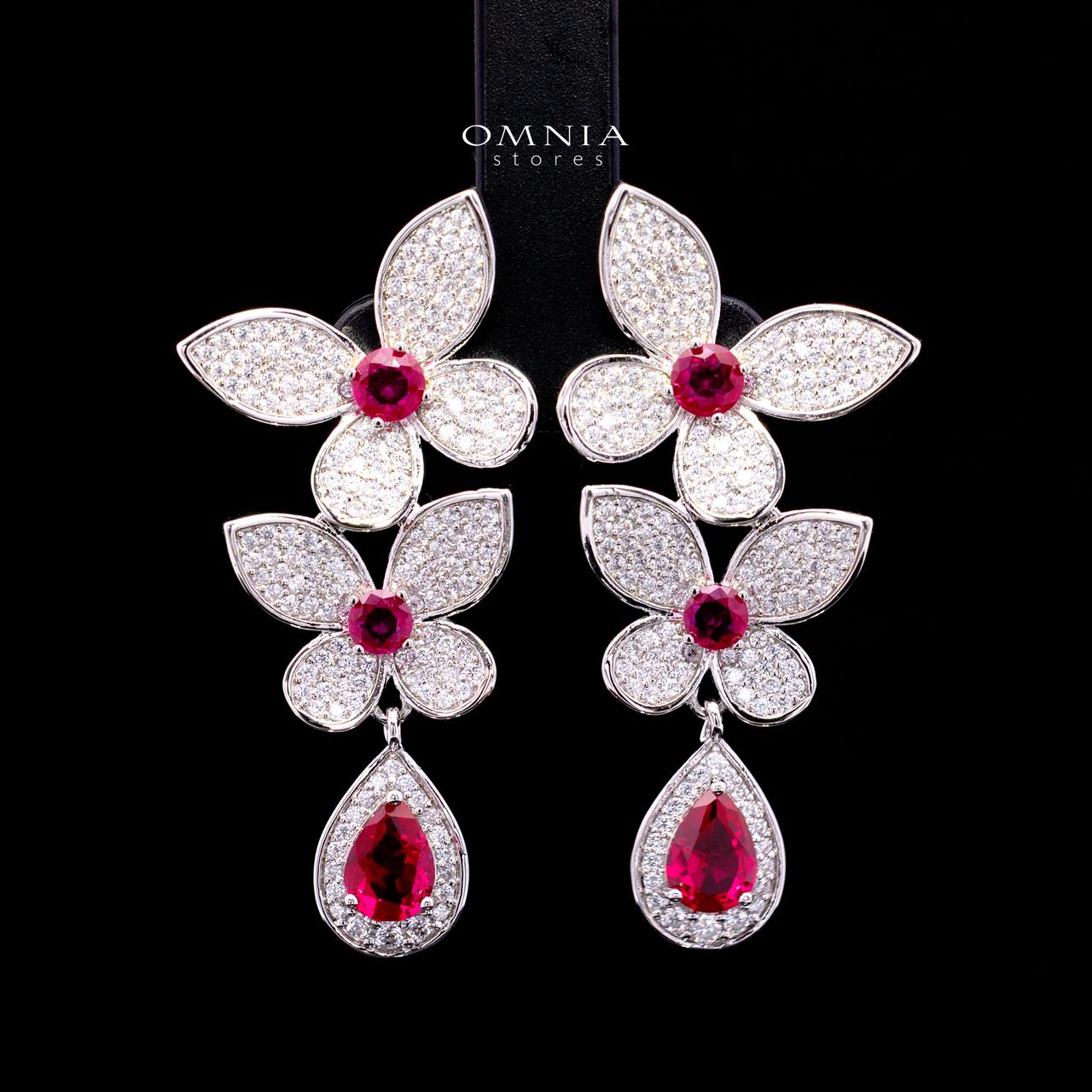 Xaila Ruby Red Luxury Bridal Full Set with High-Quality Simulated Diamonds – Rhodium Plated