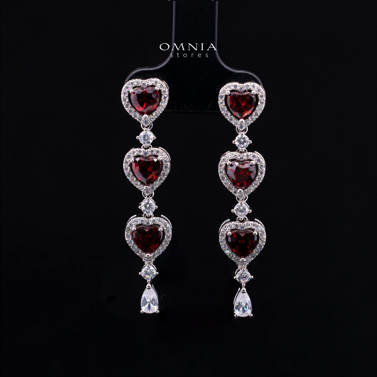 Talina Red Luxury Bridal Full Jewelry Set with High-Quality Premium Simulated Diamonds-Rhodium-Plated
