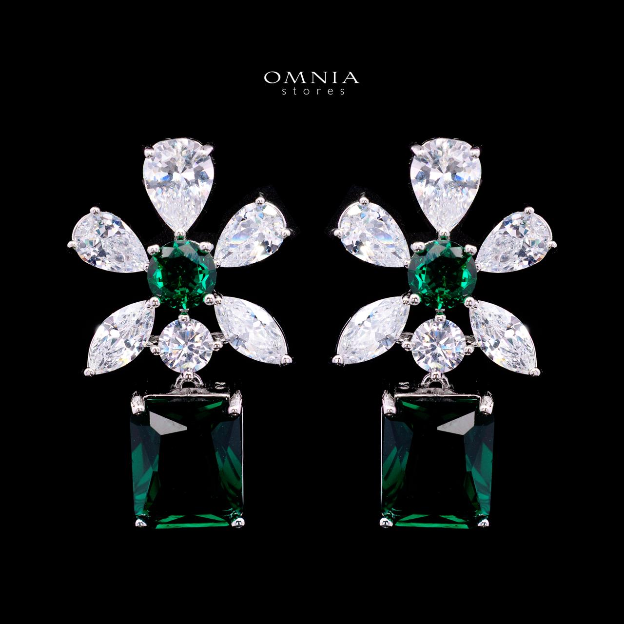 Rizza Green Luxury Bridal Full Set with High-Quality Simulated Diamonds – Rhodium Plated