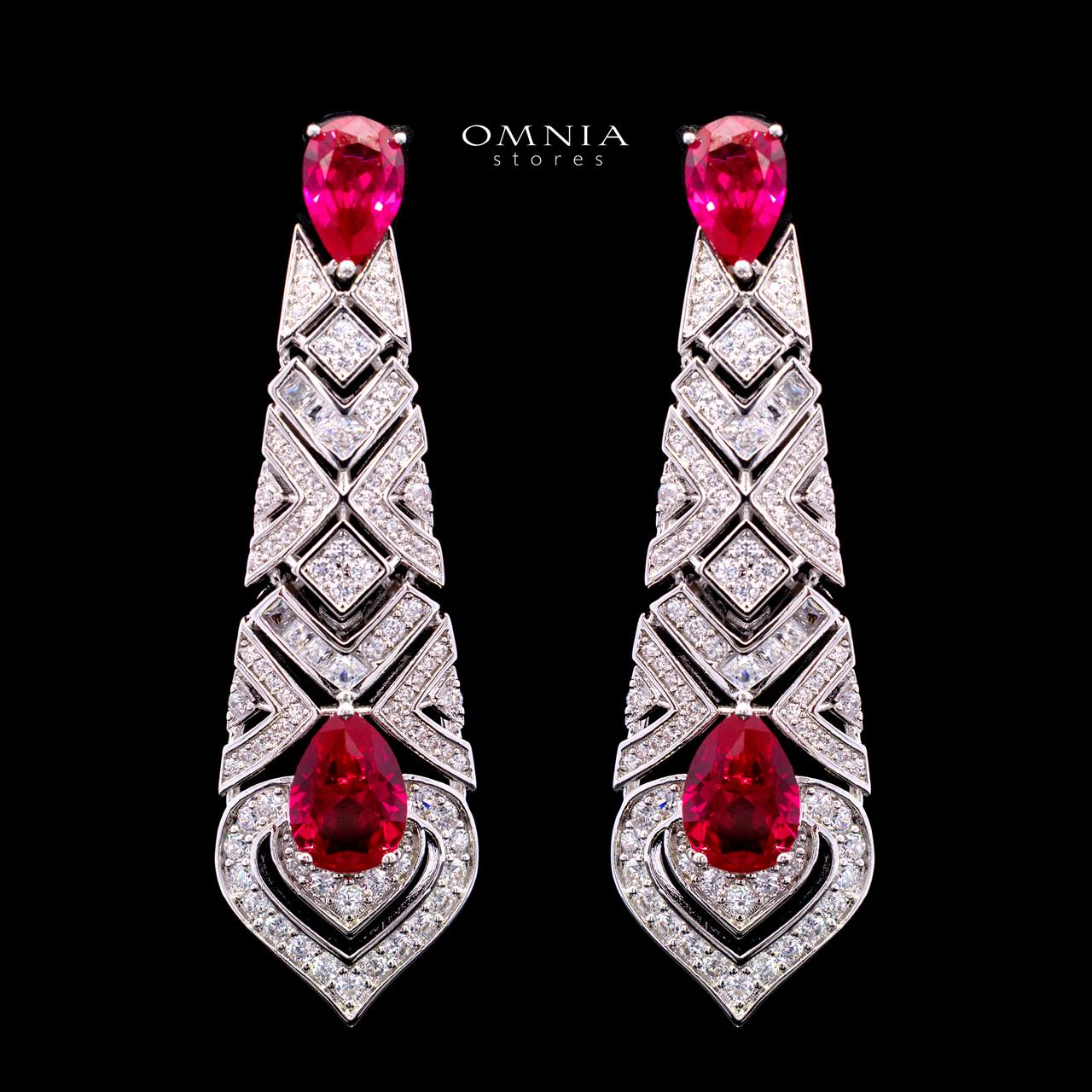 Daryan Red Luxury Bridal Full Set with High-Quality Simulated Diamonds – Rhodium Plated