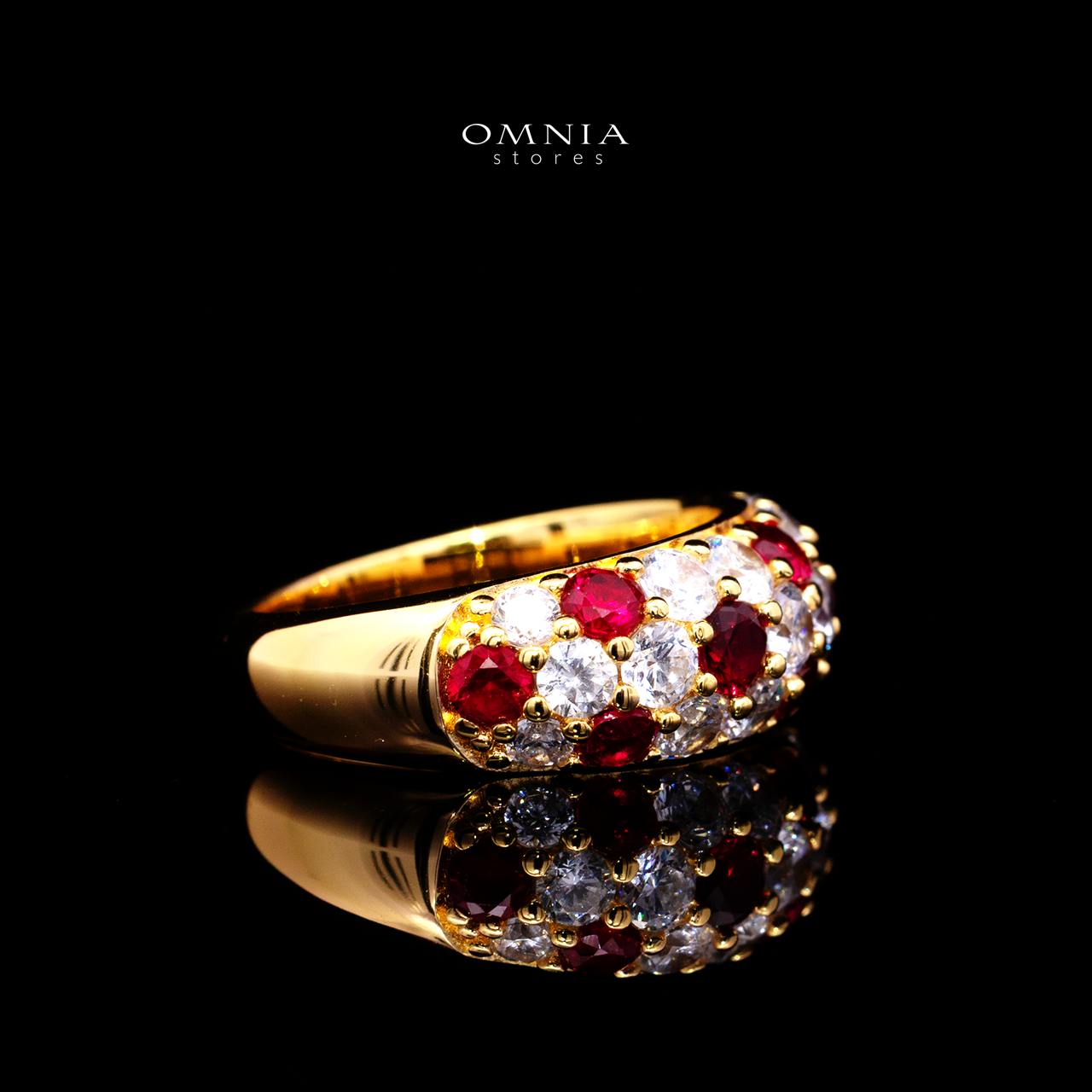 Angie Gold-Plated Ring with Certified Premium Simulated Diamonds in 925 Sterling Silver