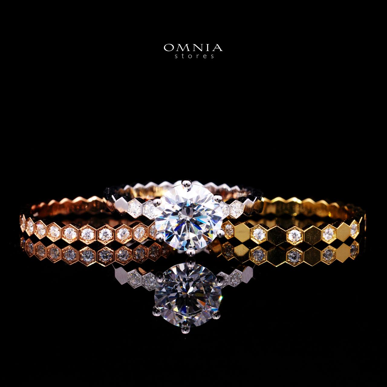 Agnese Tricolor Ring with Certificate | High-Quality Premium Simulated Diamonds in 925 Sterling Silver