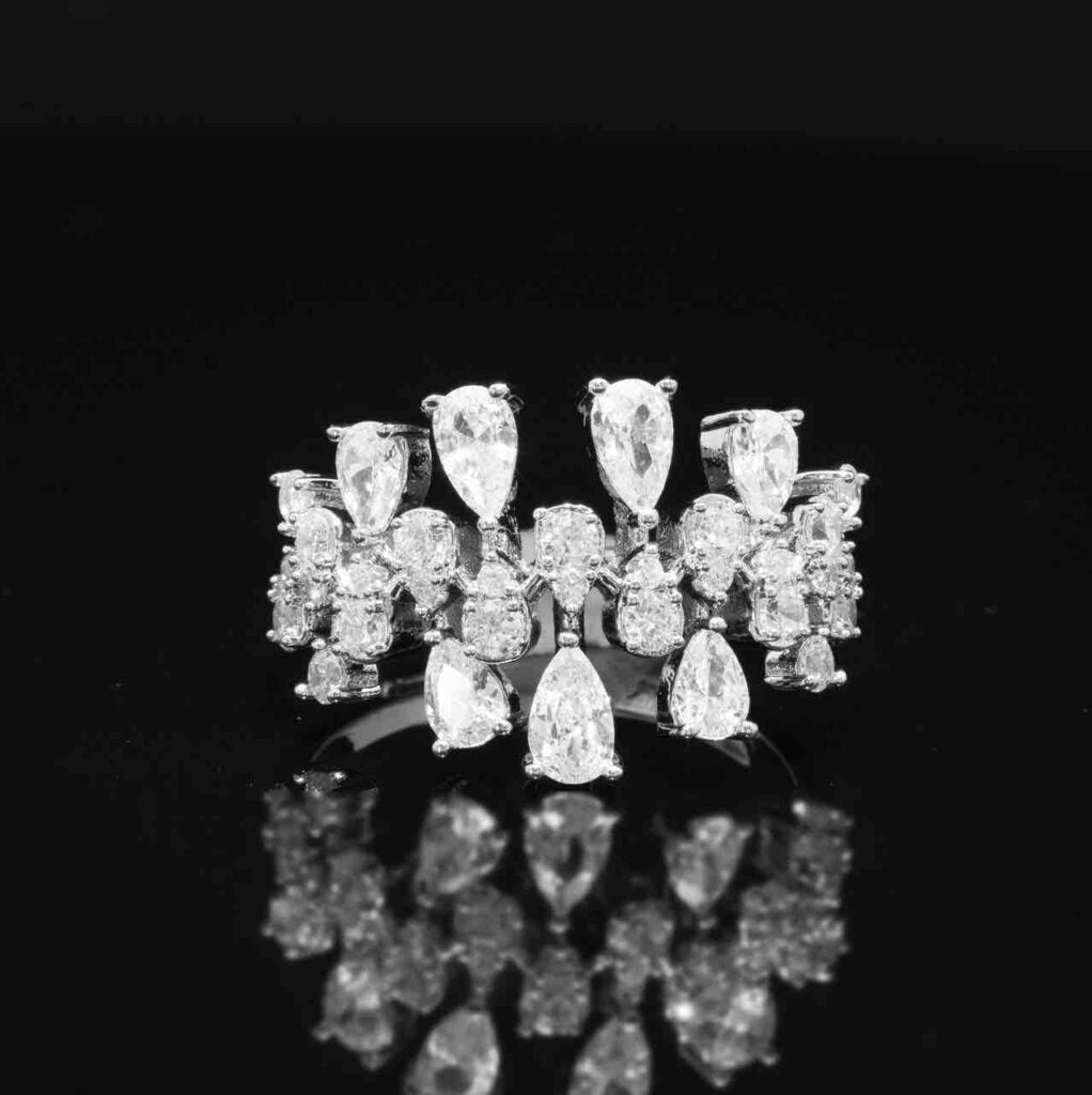 Omnia Nazeera White Bridal Full Set in High Quality Zircon Stone Rhodium Plated