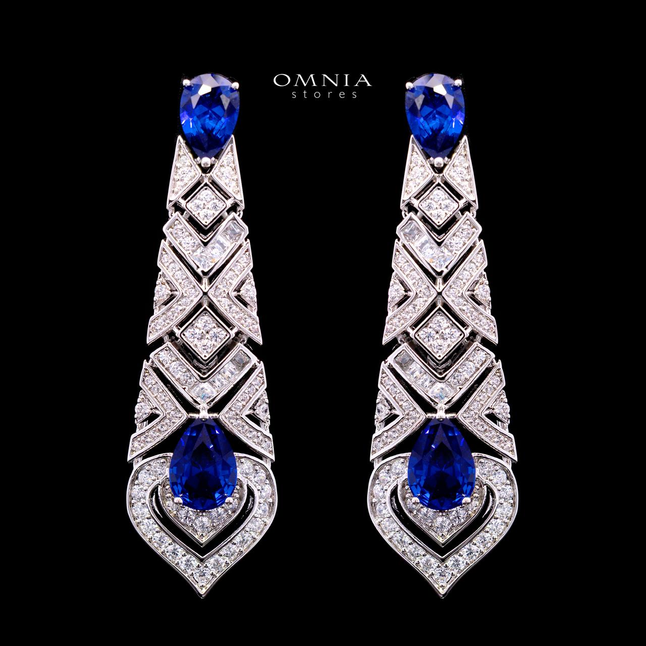 Daryan Blue Luxury Bridal Full Set with High-Quality Simulated Diamonds – Rhodium Plated