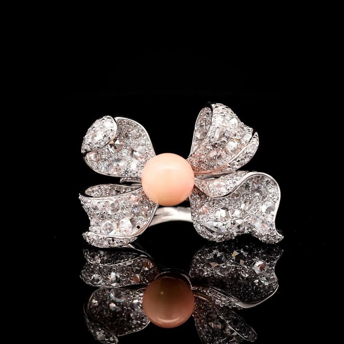 Omnia Coral Butterfly Ring in 925 Silver with High Quality Simulated Diamonds - OMNIASTORES UAE