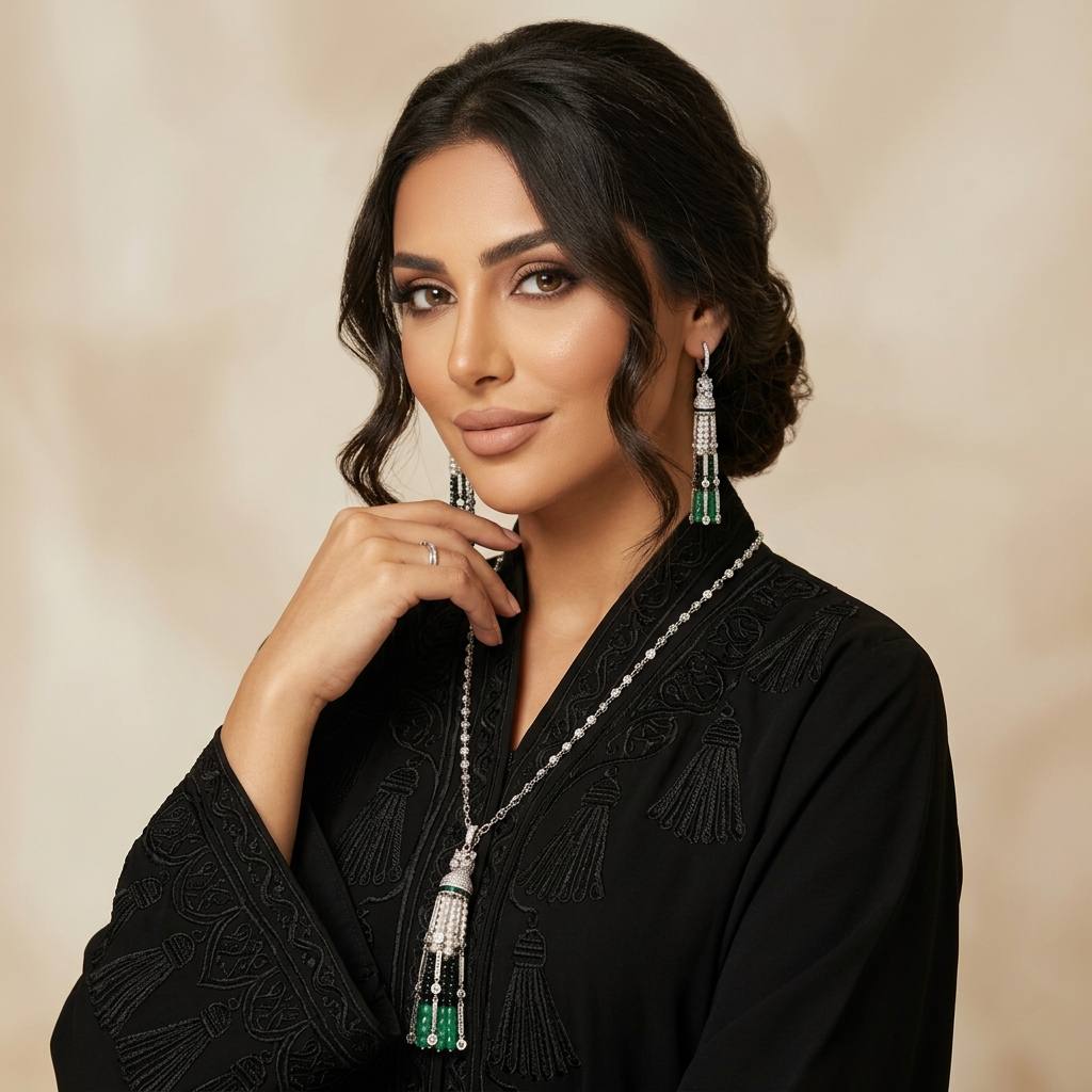 Omnia Vania Multi Color Horse Design Long Chain Necklace & Drop Earrings Set in 925 Silver With High Quality Simulated Diamonds