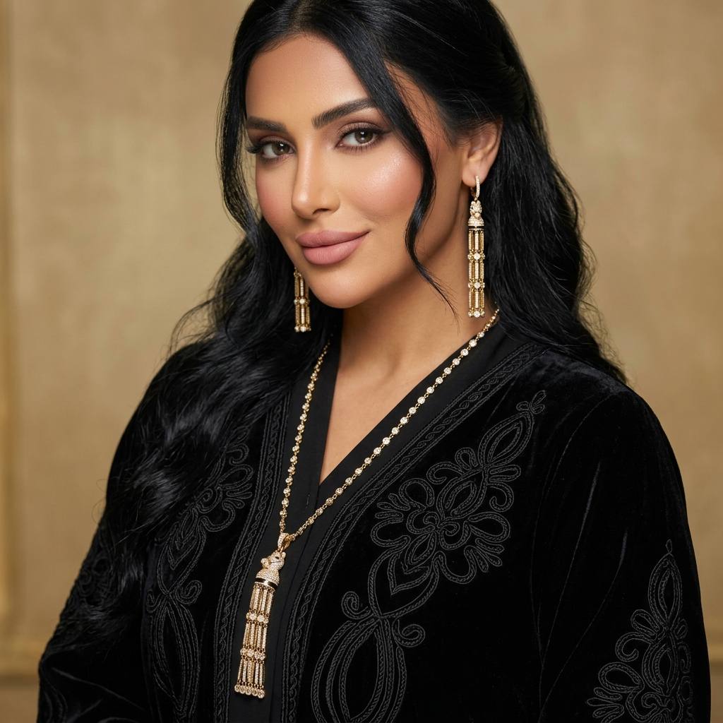 Omnia Vania Golden Horse Design Long Chain Necklace & Drop Earrings Set in 925 Silver With High Quality Simulated Diamonds