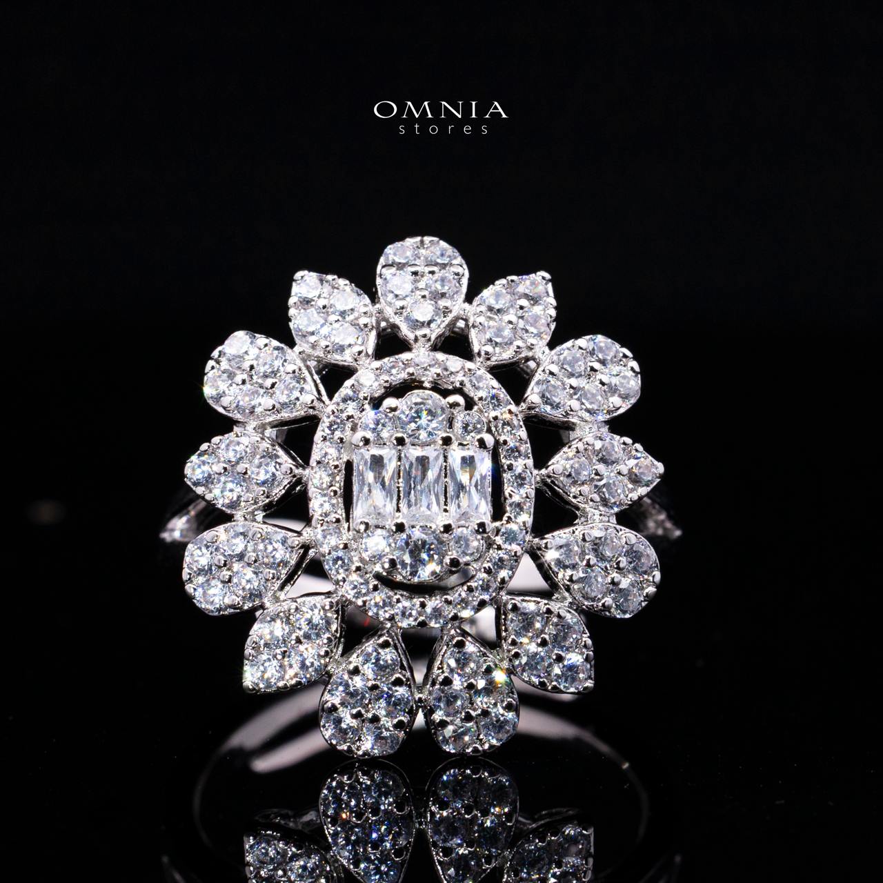 Lumaiza White Long Chain Necklace, Earrings, and Ring Set with High-Quality Simulated Diamonds and Rhodium Plating
