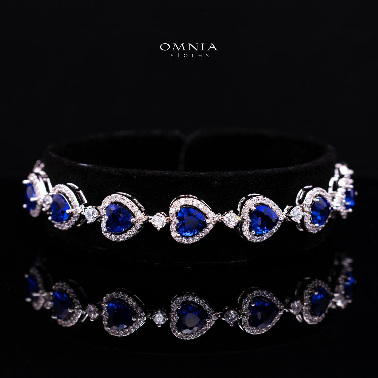 Talina Blue Luxury Bridal Full Jewelry Set with High-Quality Premium Simulated Diamonds-Rhodium-Plated