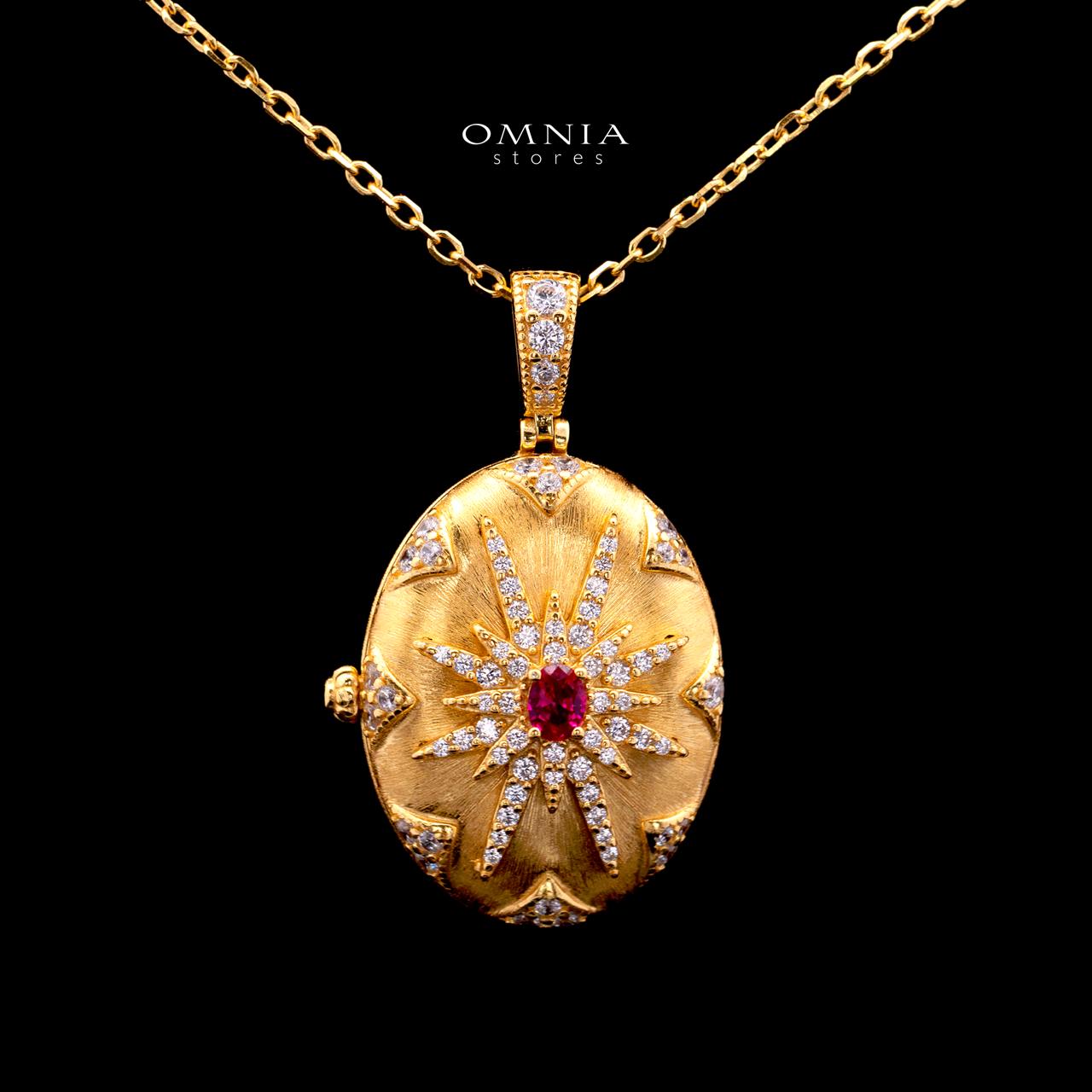 Macy Gold-Plated Necklace with Certified Premium Simulated Diamonds in 925 Sterling Silver