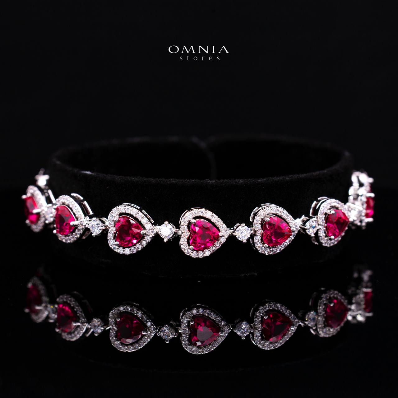 Talina Ruby Red Luxury Bridal Full Jewelry Set with High-Quality Premium Simulated Diamonds-Rhodium-Plated