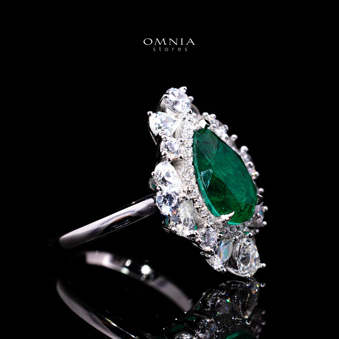 Destiny Green Ring with Certified Premium Simulated Diamonds in 925 Sterling Silver