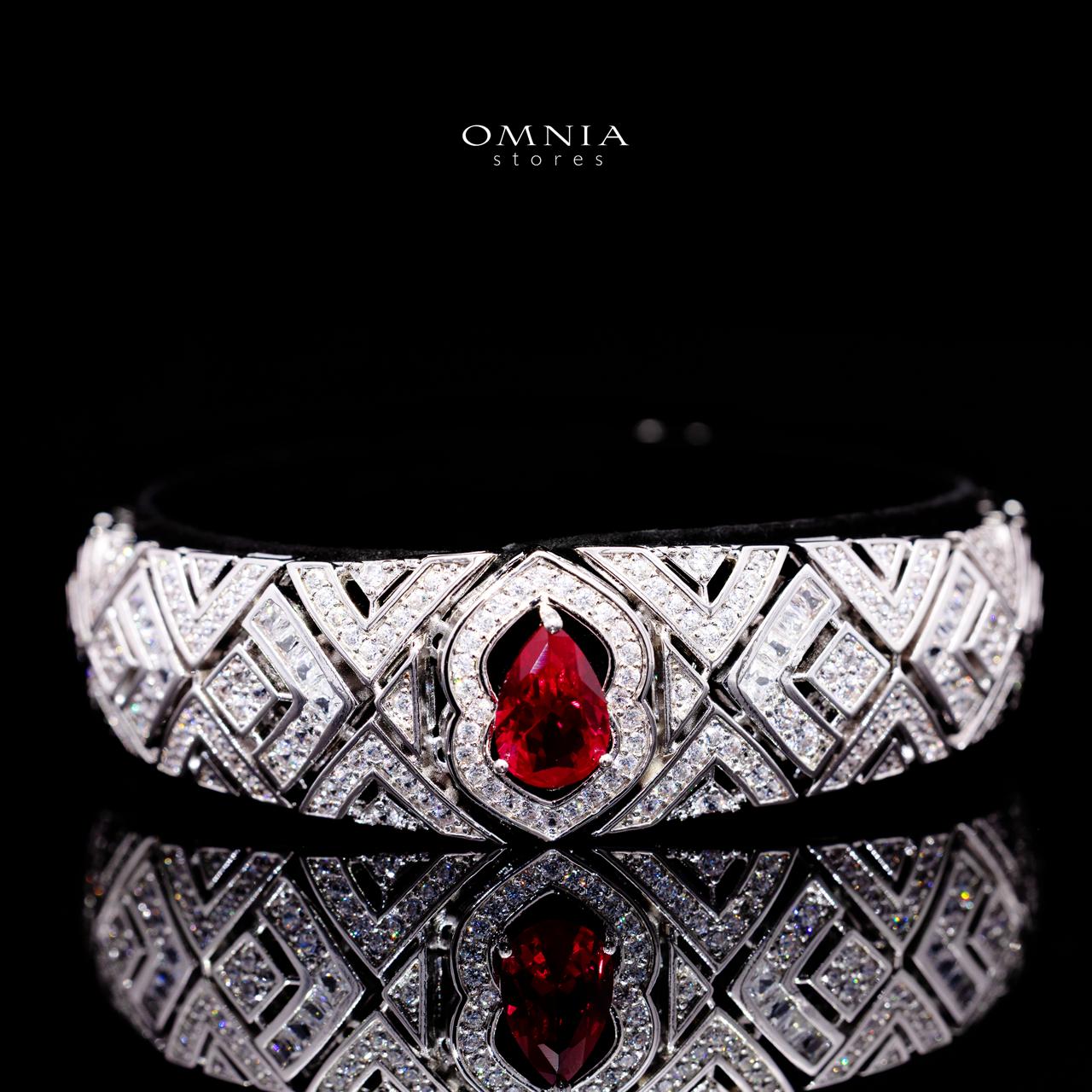 Daryan Red Luxury Bridal Full Set with High-Quality Simulated Diamonds – Rhodium Plated