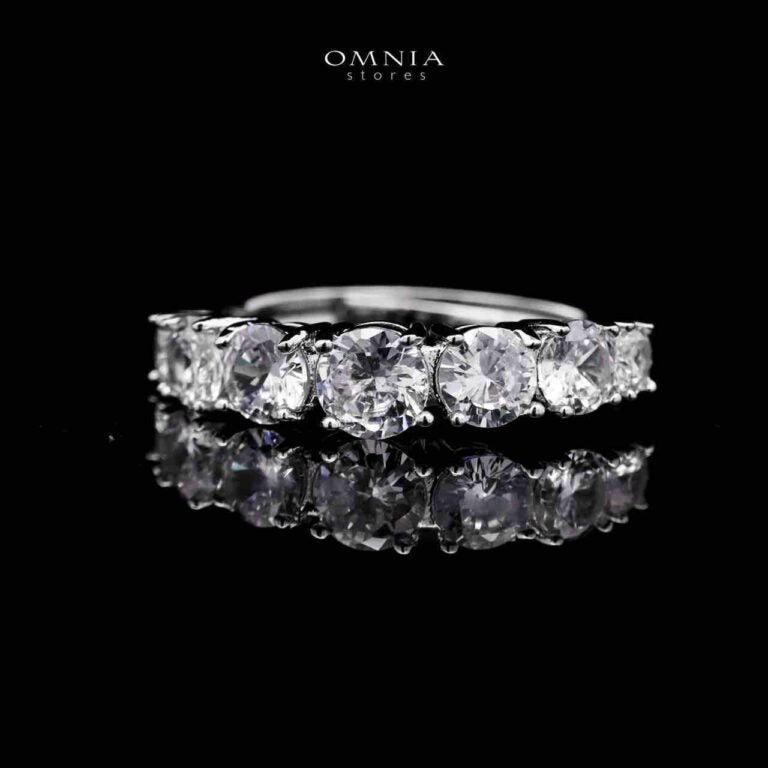 Omnia Huda White Luxury Bridal Full Set in High Quality Zircon Stone in Rhodium Plated