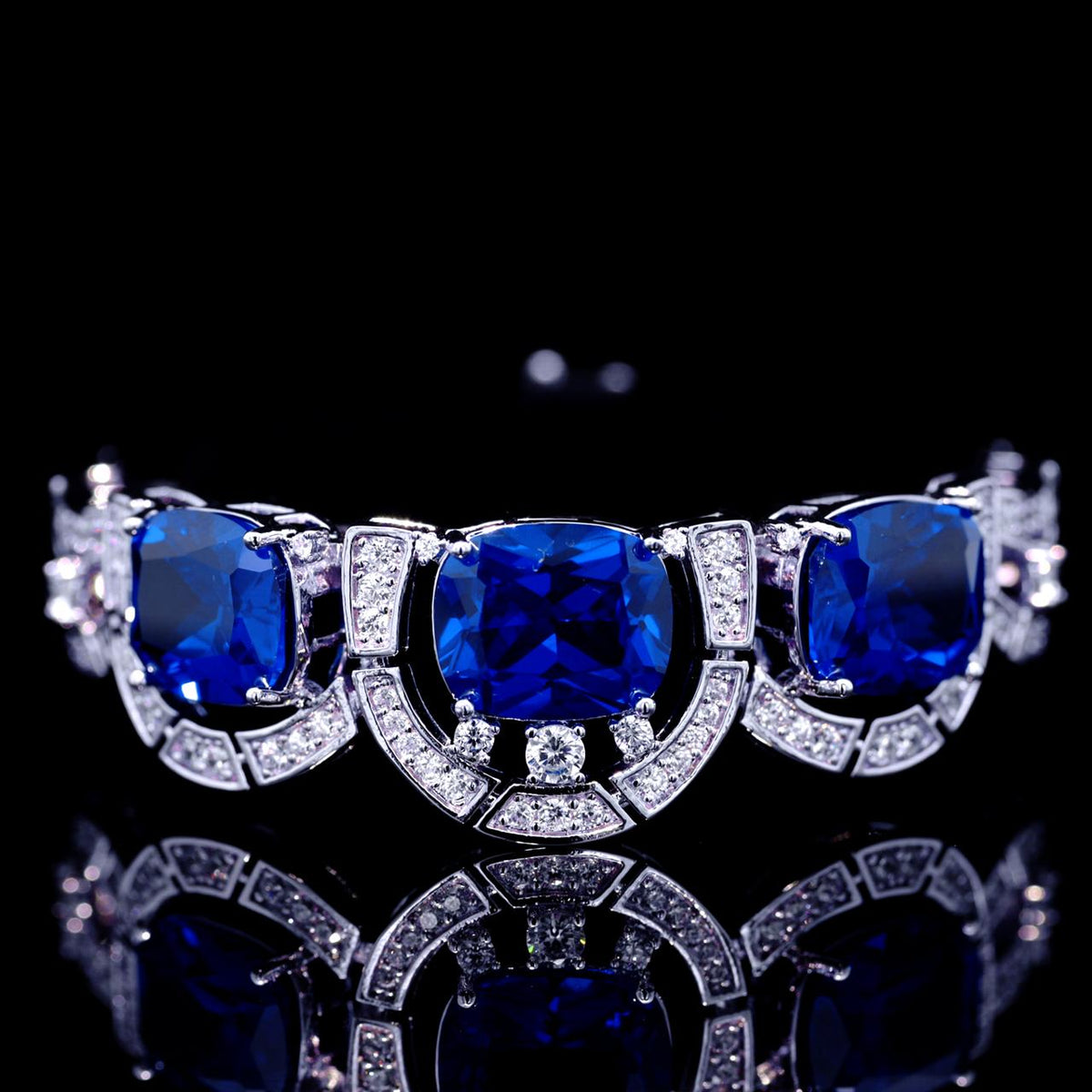 Liah Blue Luxury Bridal Full Set with High-Quality Zircon Stones Premium Rhodium Plating