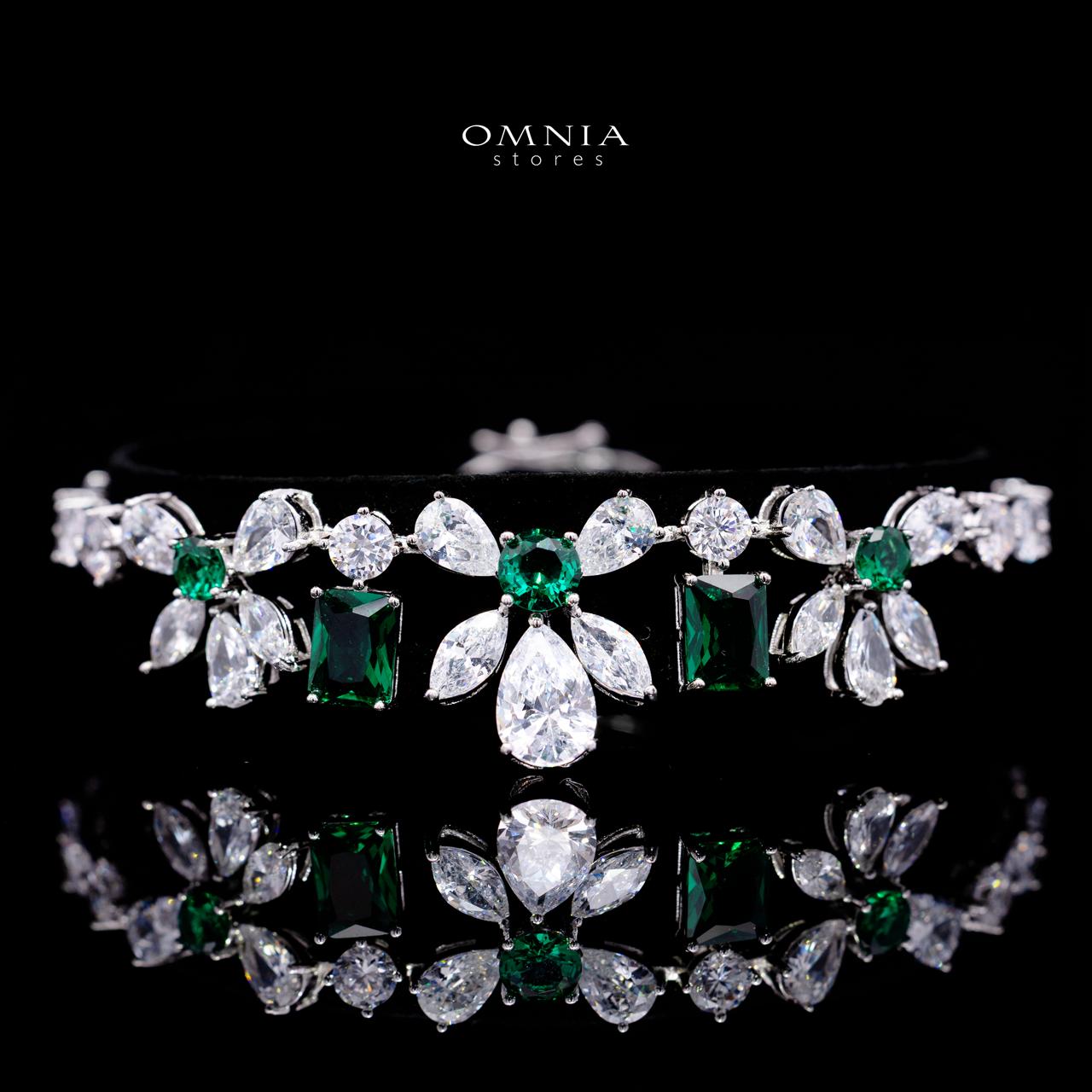 Rizza Green Luxury Bridal Full Set with High-Quality Simulated Diamonds – Rhodium Plated
