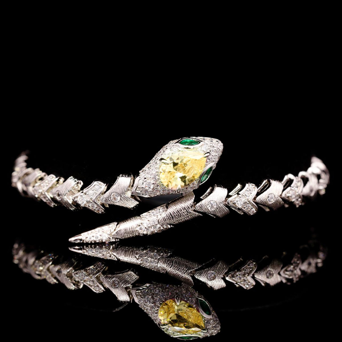 Adriana Yellow Luxury Bridal Full Set with High-Quality Zircon Stones Rhodium Plated