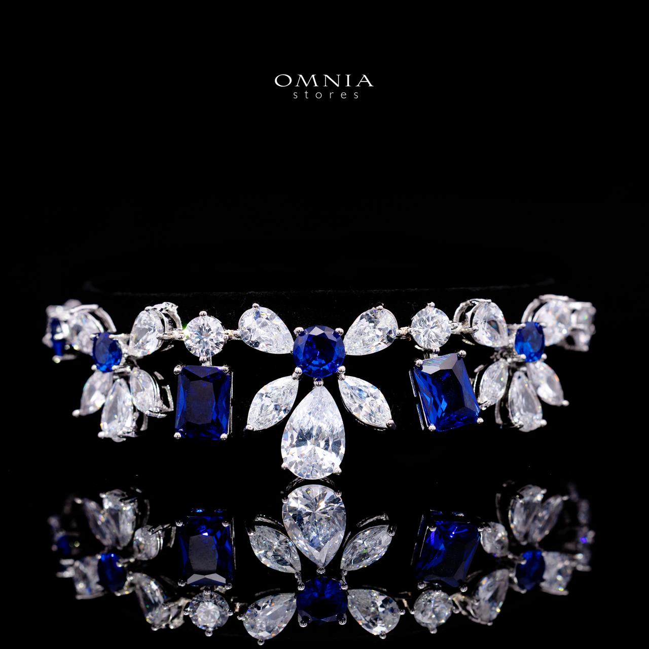 Rizza Blue Luxury Bridal Full Set with High-Quality Simulated Diamonds – Rhodium Plated